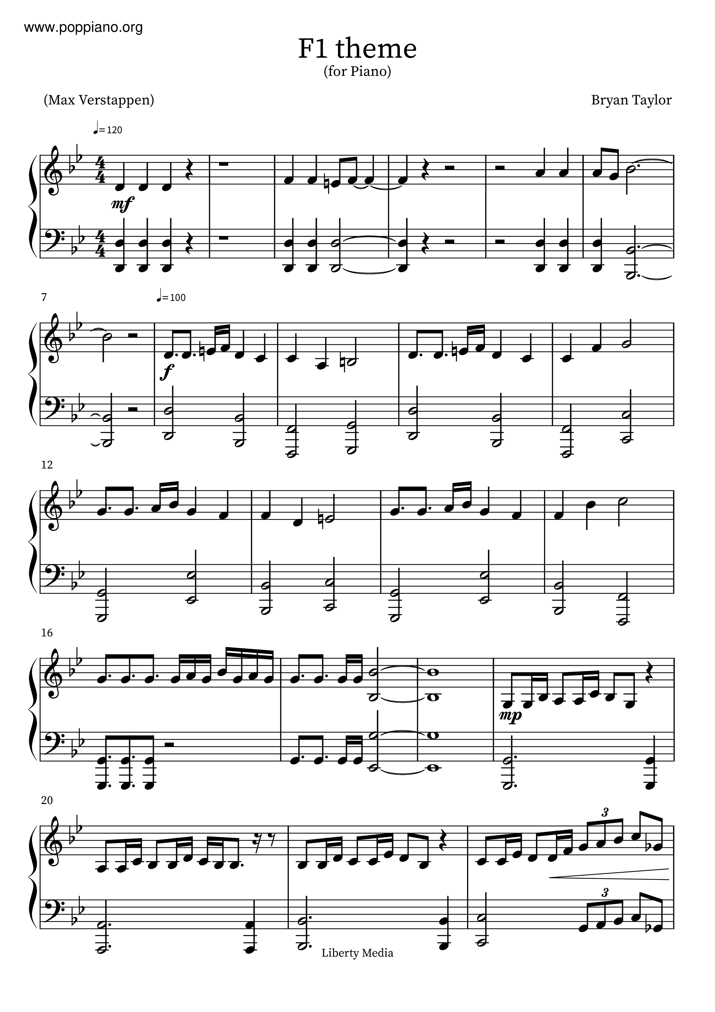 ☆ Formula 1 Theme Sheet Music Piano Score Free PDF Download HK Pop Piano Academy