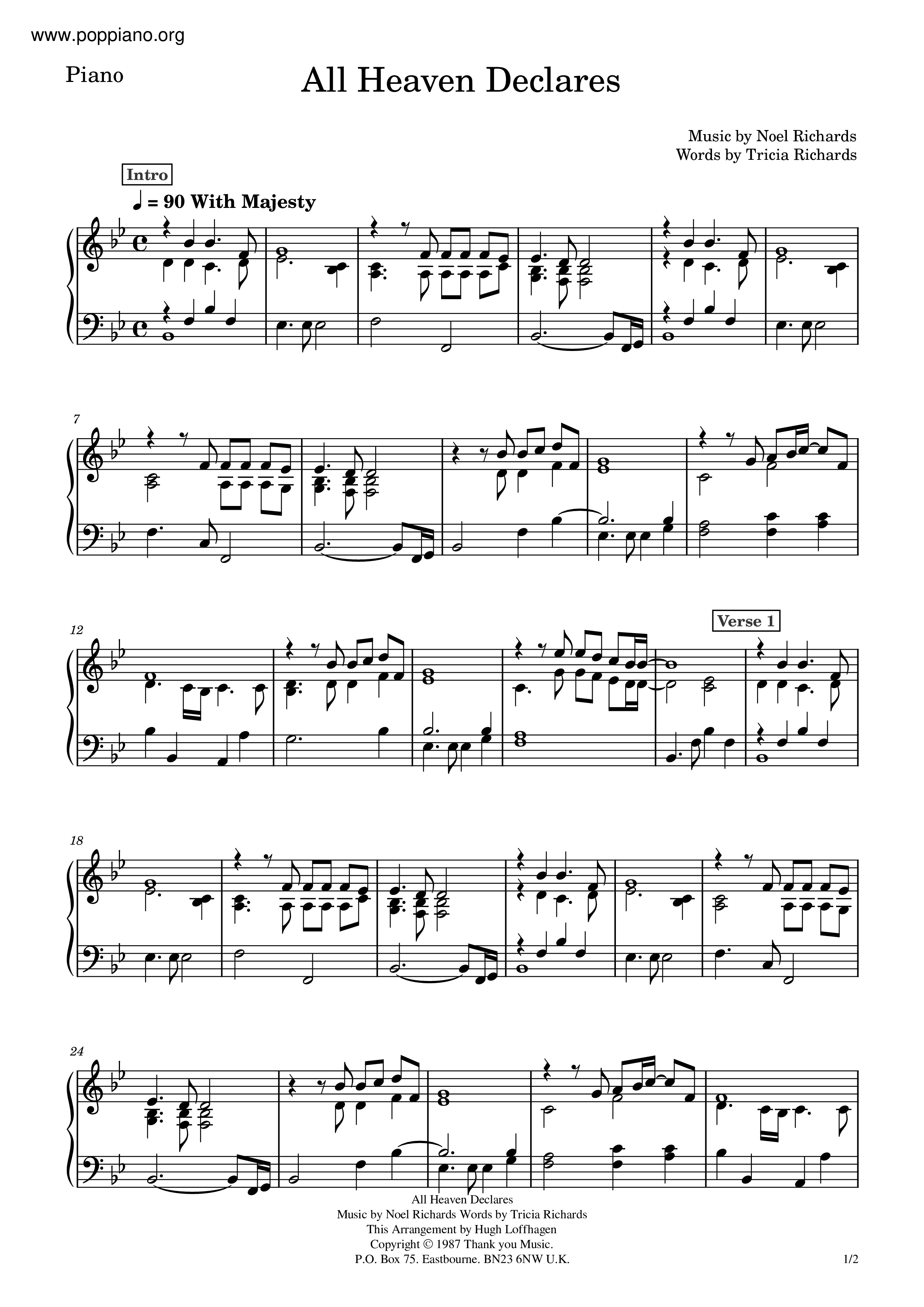 All Heaven Declares Score