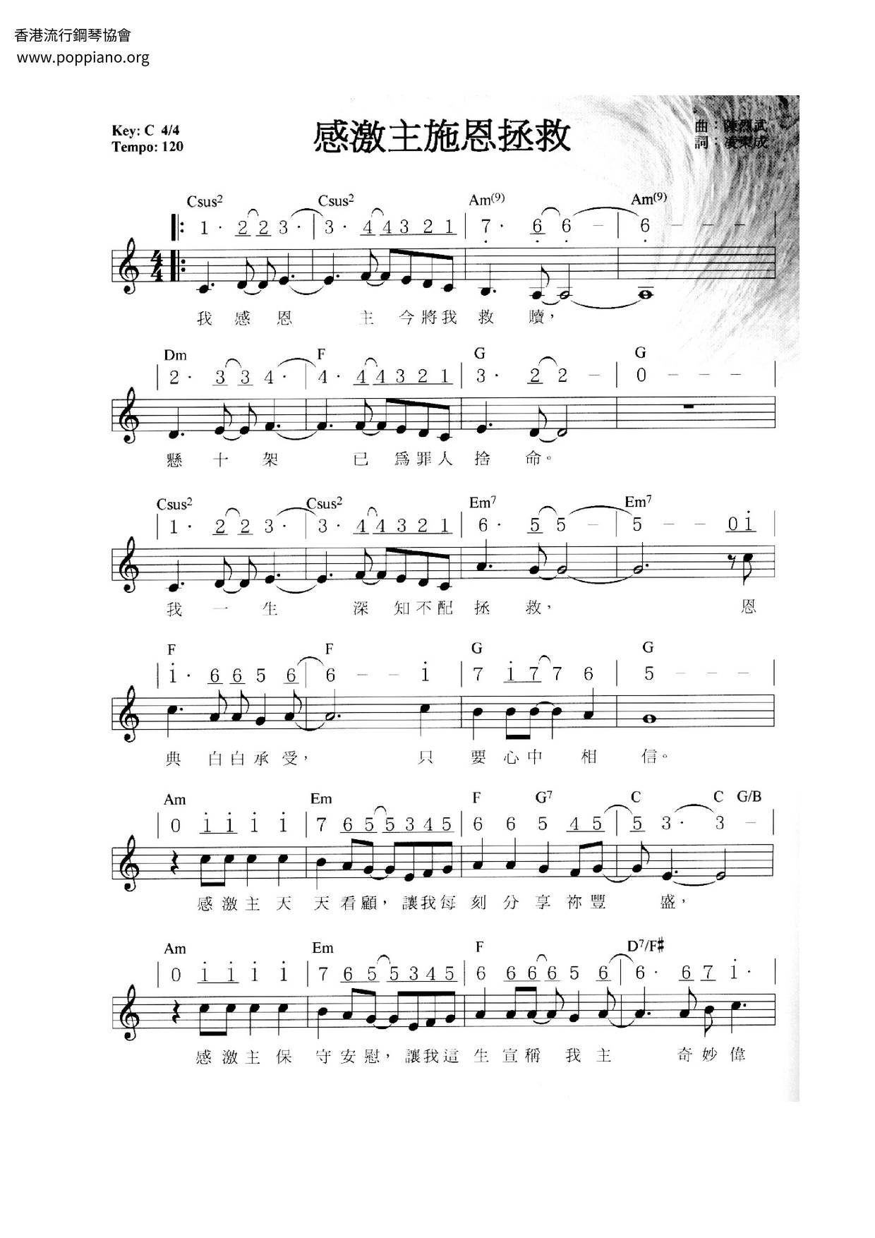 Thank You Lord For Saving Grace Score