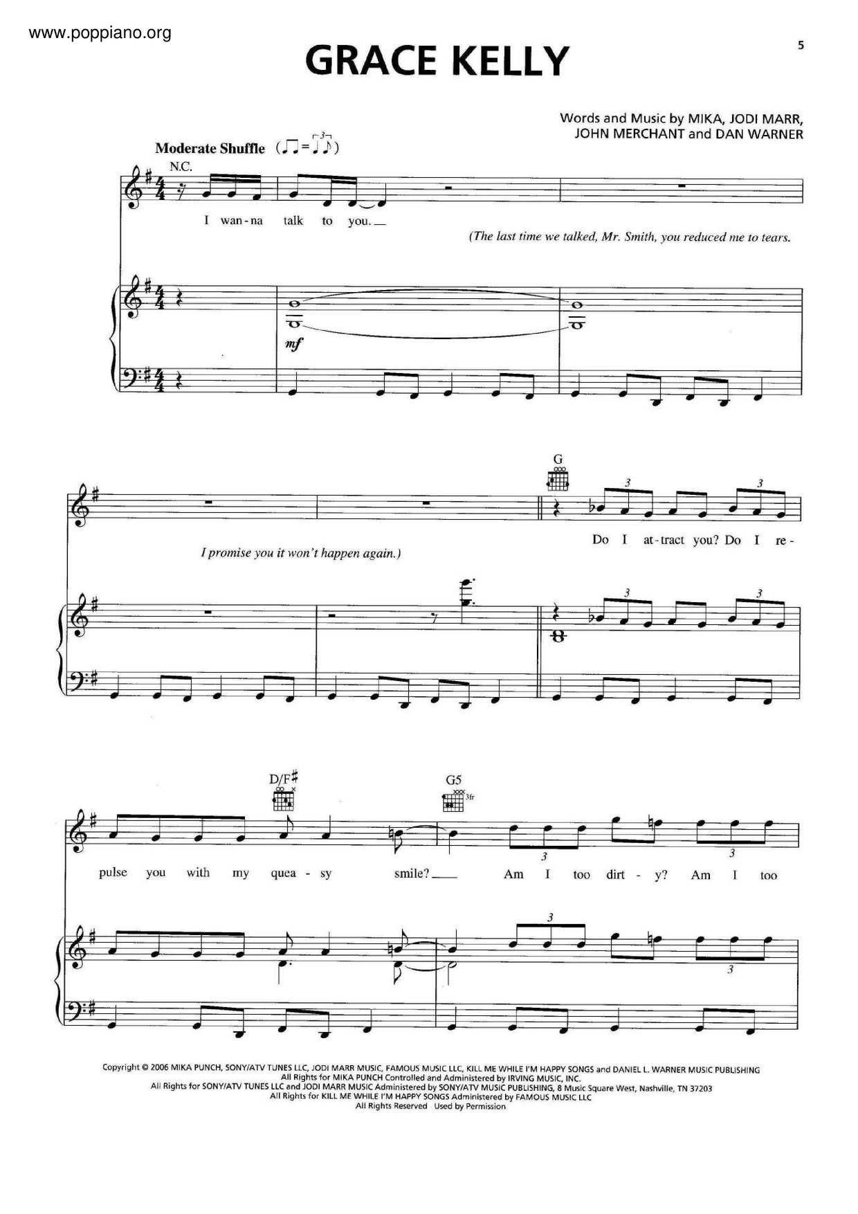 Grace Kelly琴谱