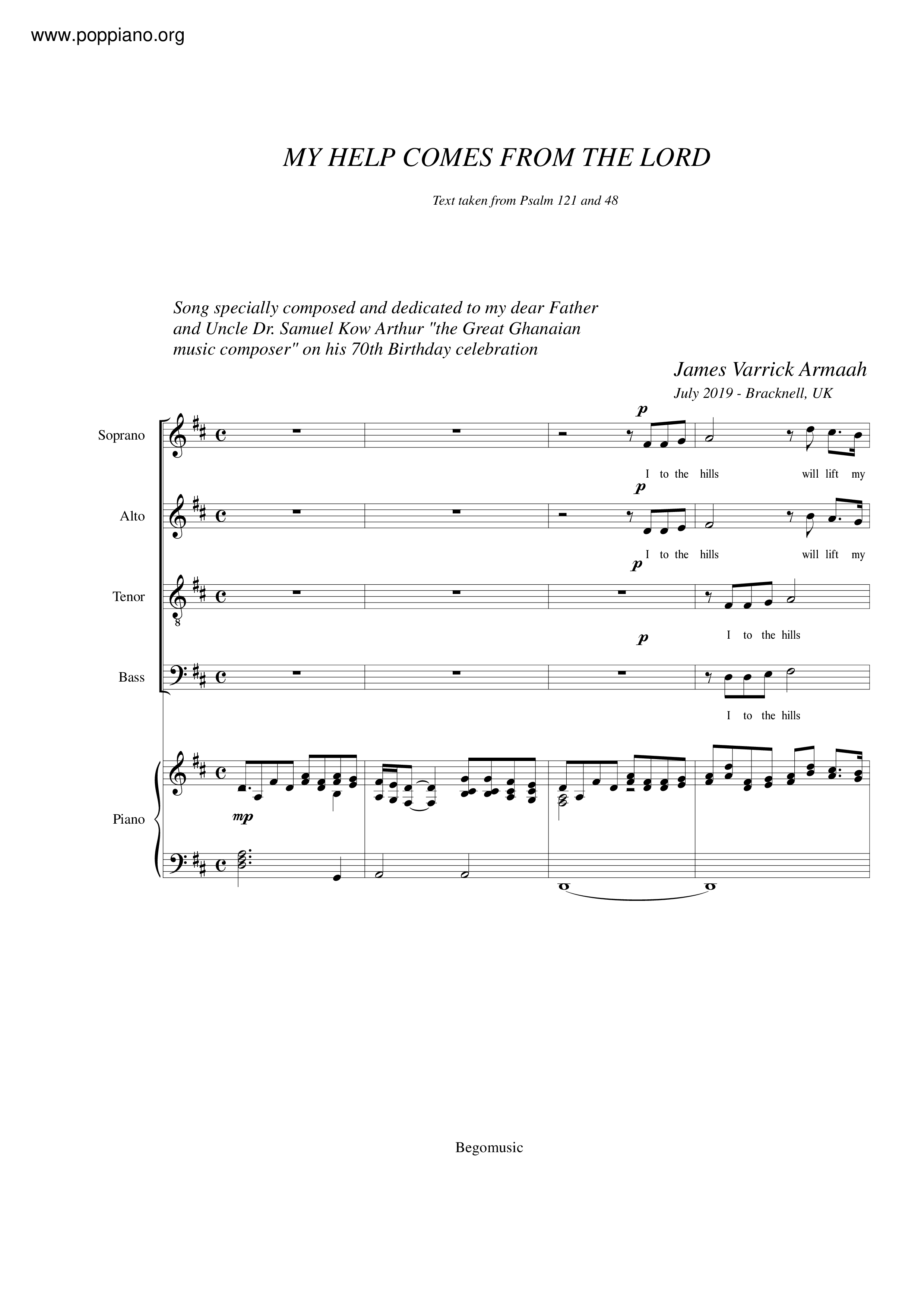 Spiritual my help comes from the lord sheet music pdf free score