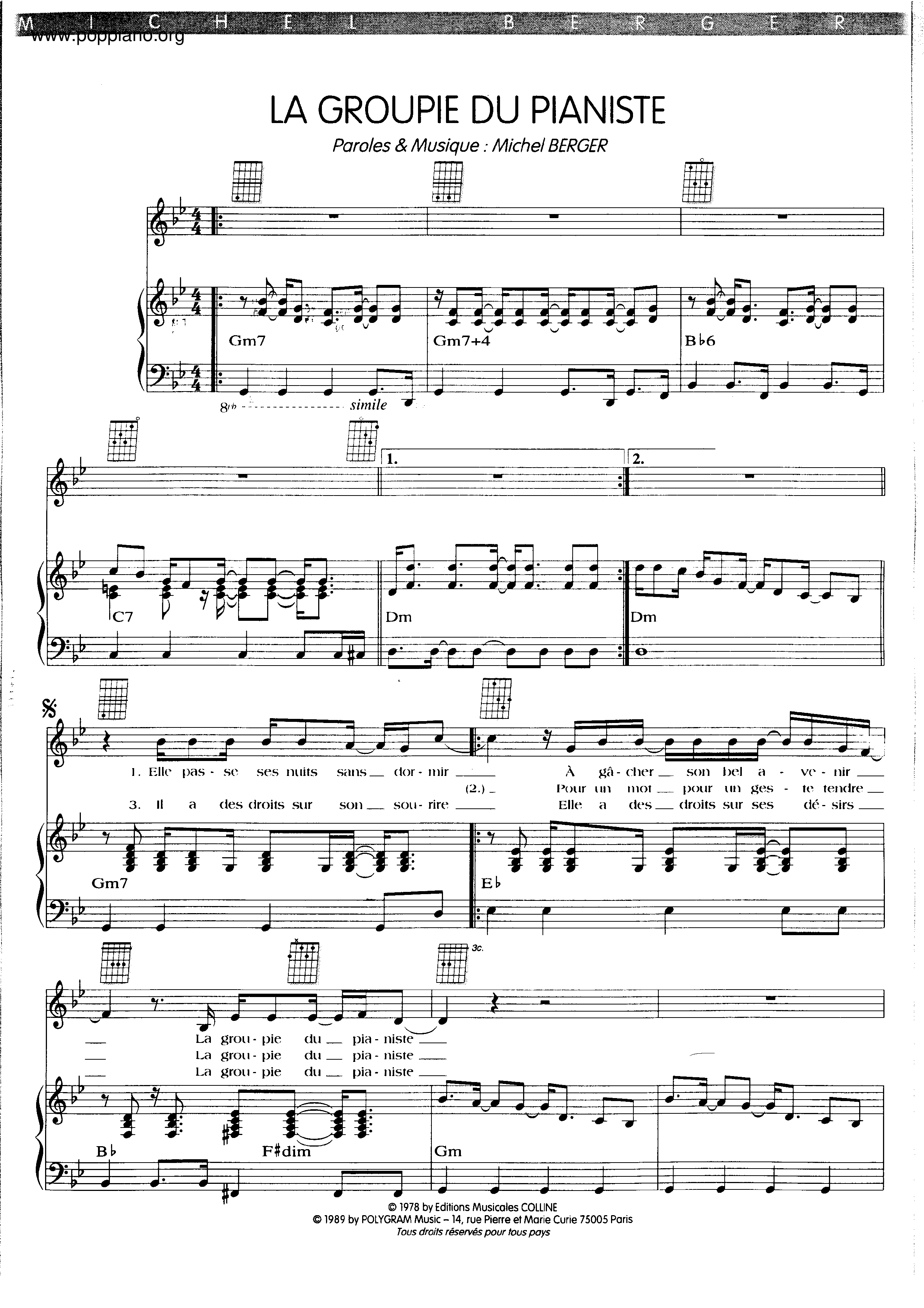 La Groupie Du Pianiste Score