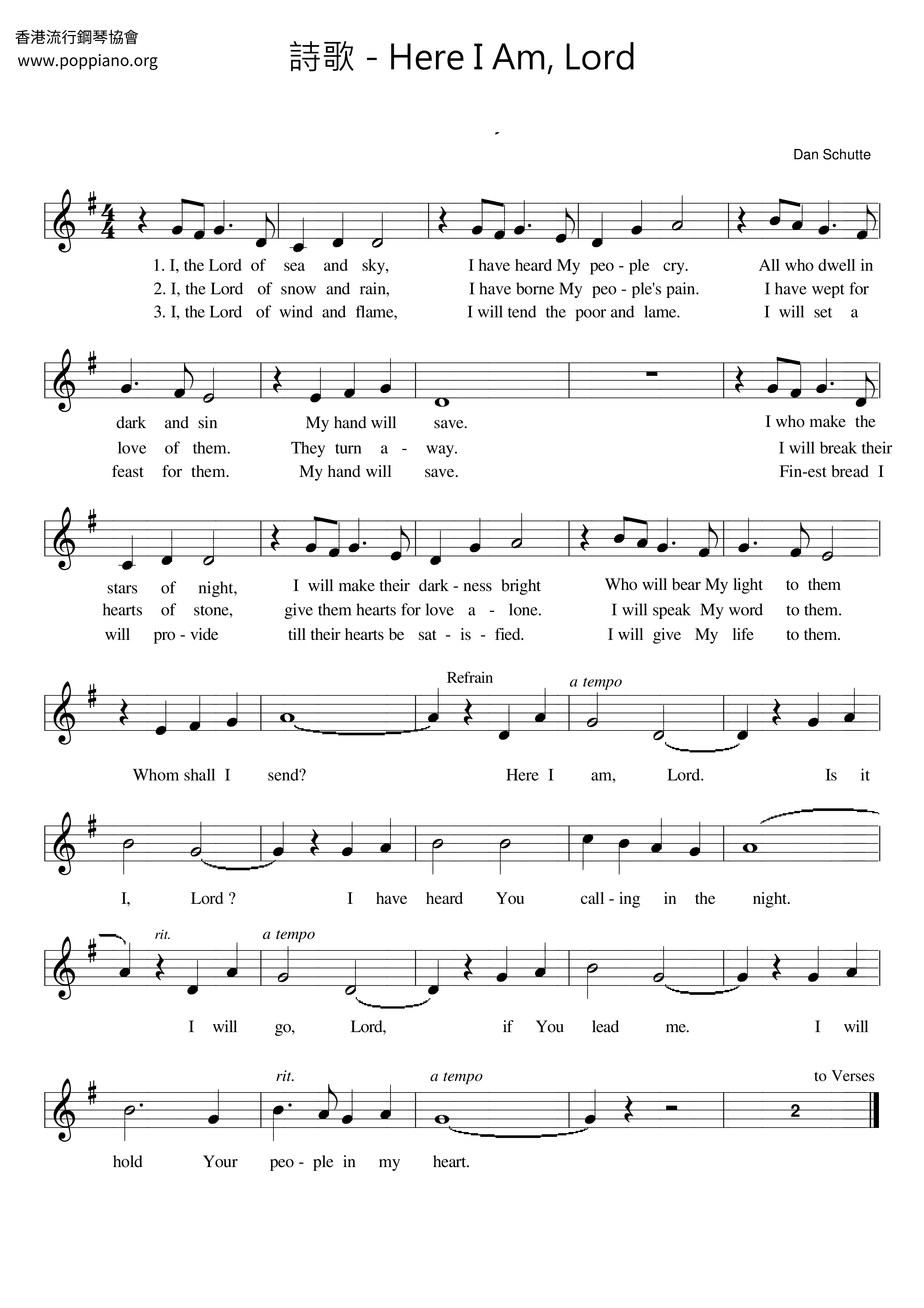Spiritual Here I Am Lord Sheet Music Pdf Free Score Download 