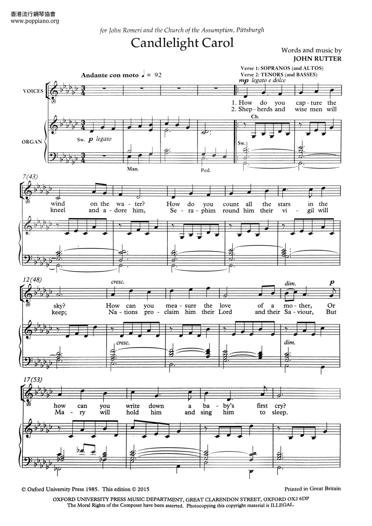 Candlelight Carol Score