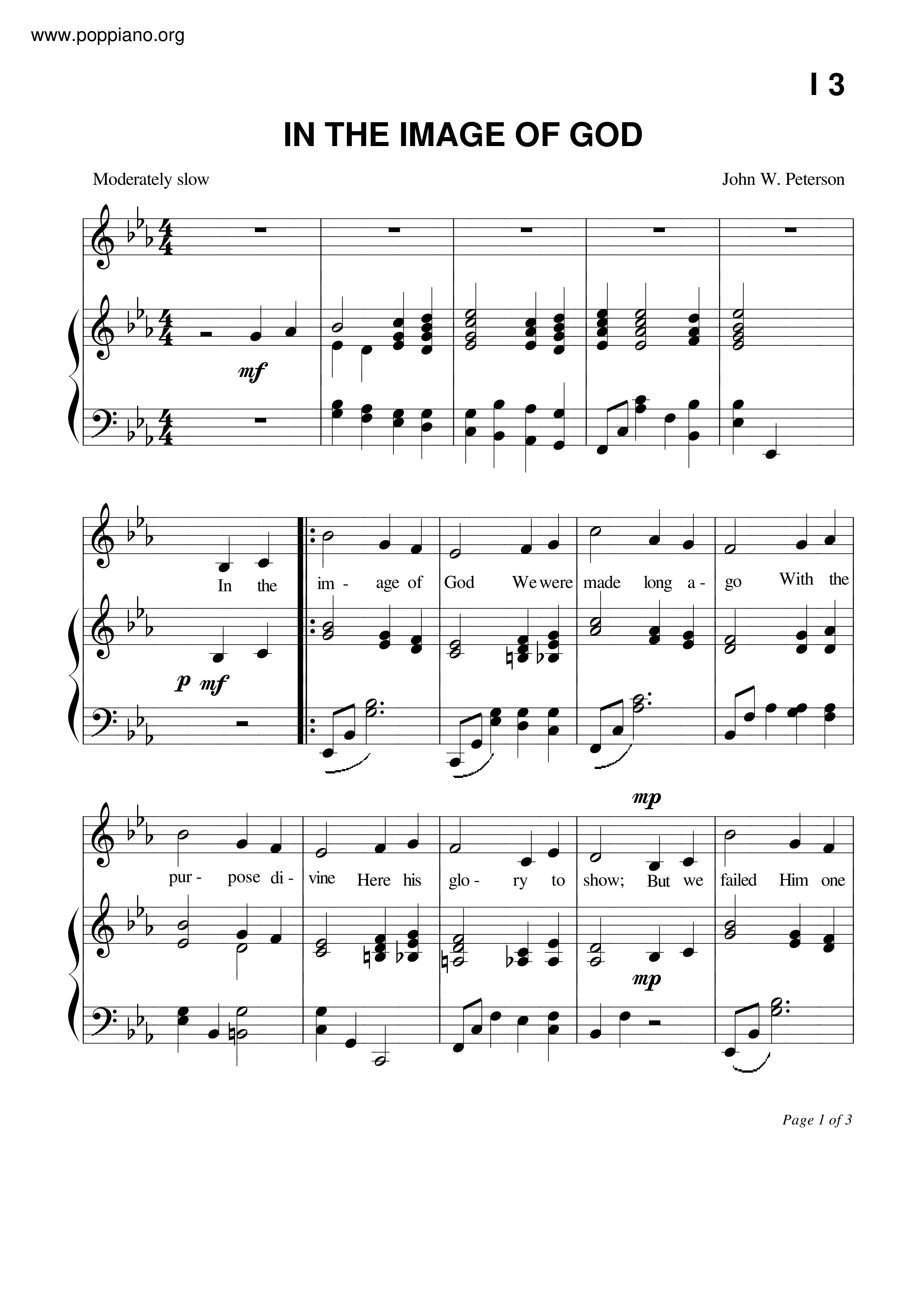In The Image Of God Score