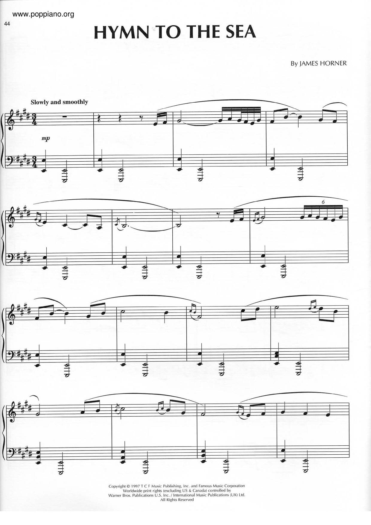 Titanic - Hymn To The Seaピアノ譜