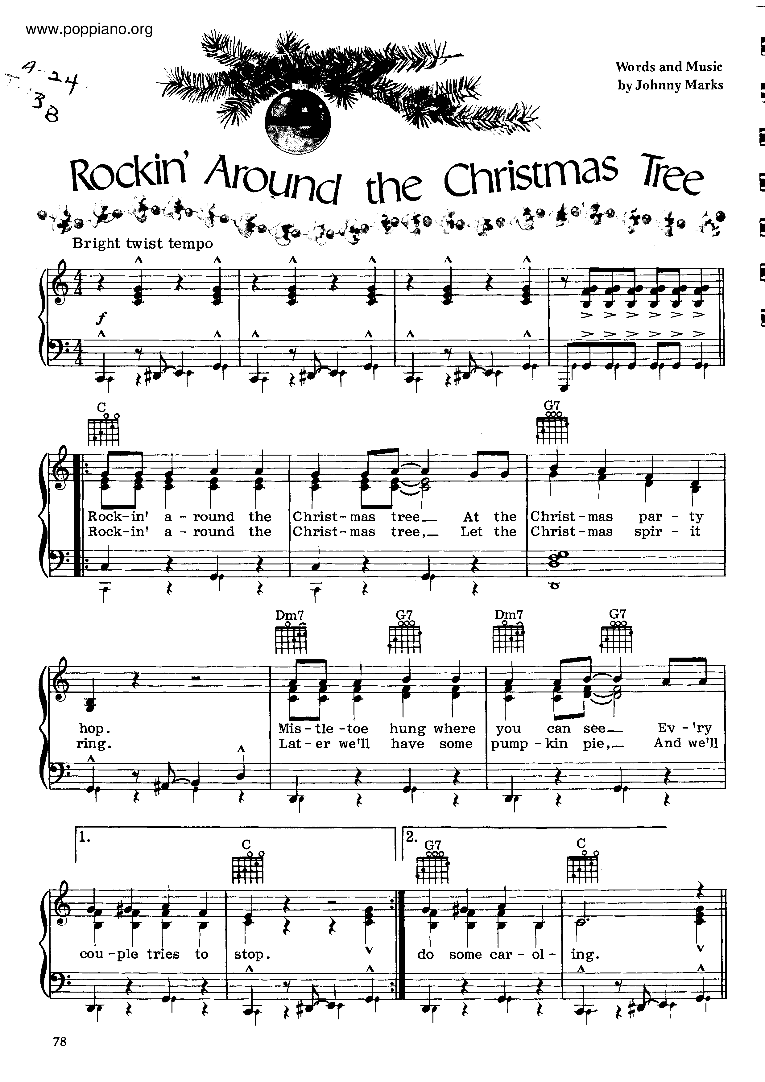 Rockin' Around The Christmas Treeピアノ譜