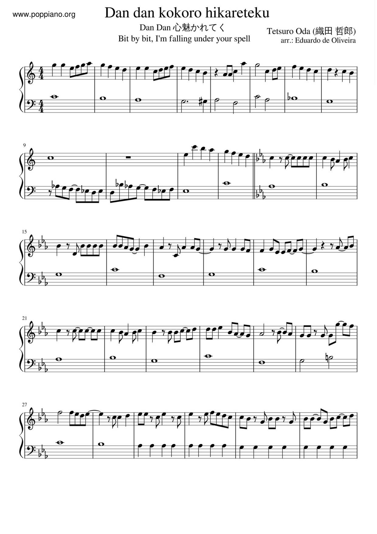 Dan Dan Kokoro Hikareteku Score