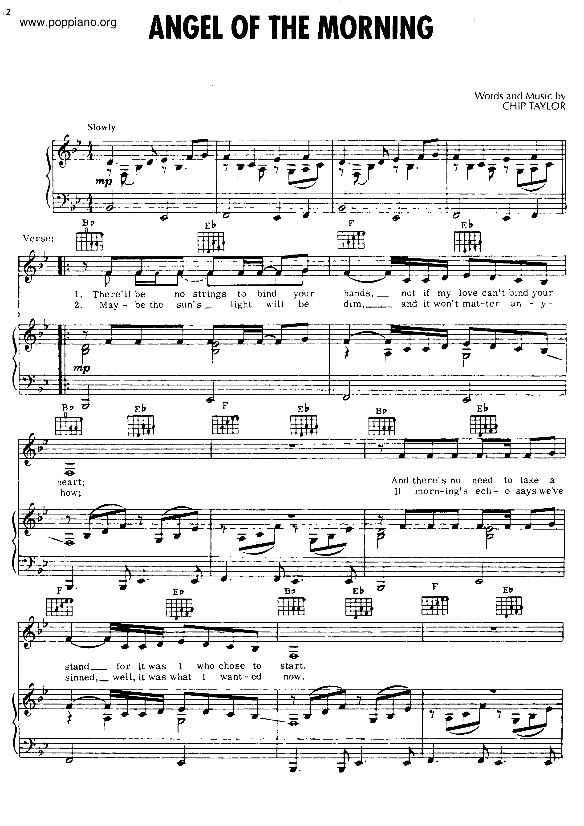 Angel Of The Morning Score