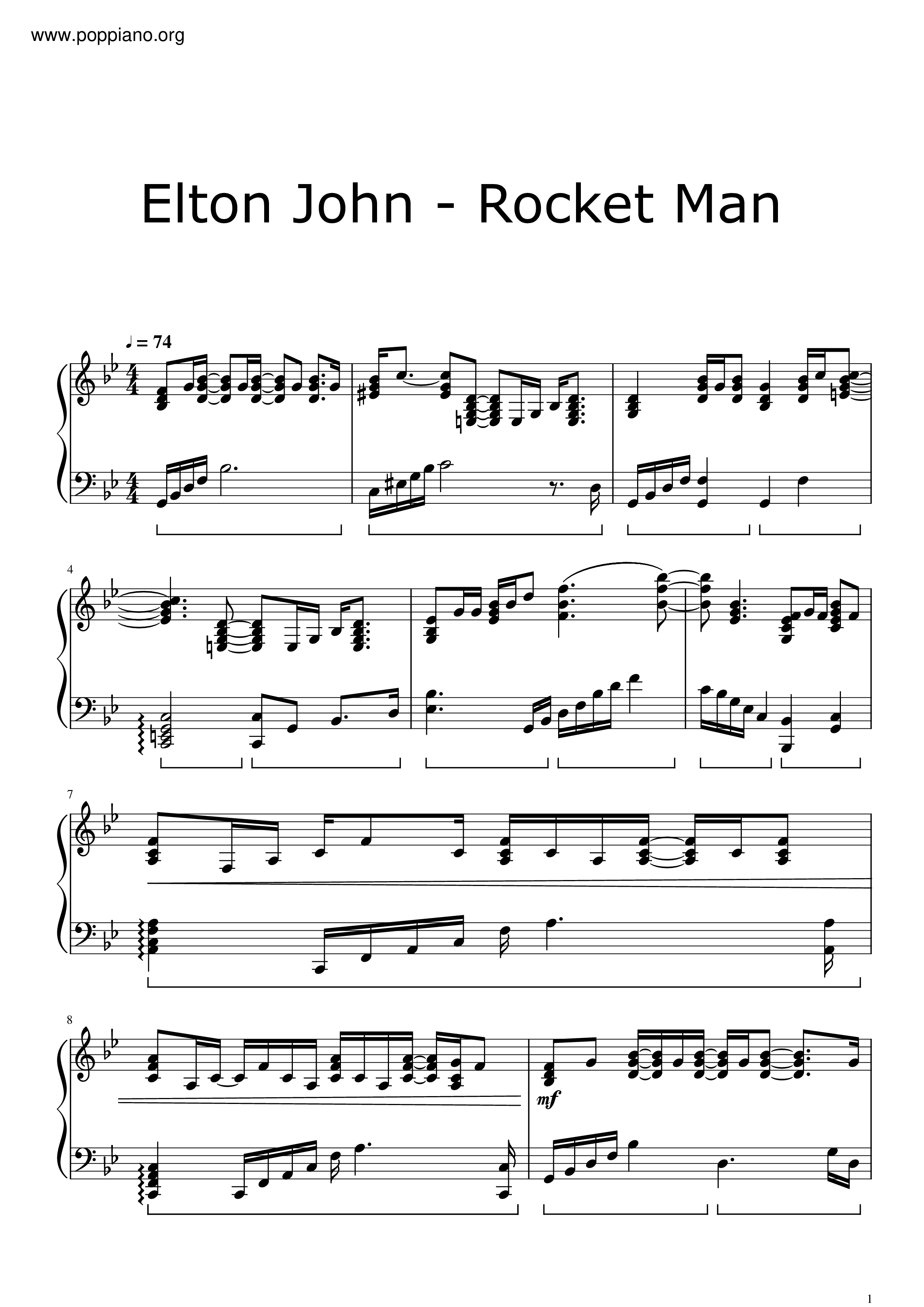Rocket Man (I Think It's Going To Be A Long, Long Time) Score