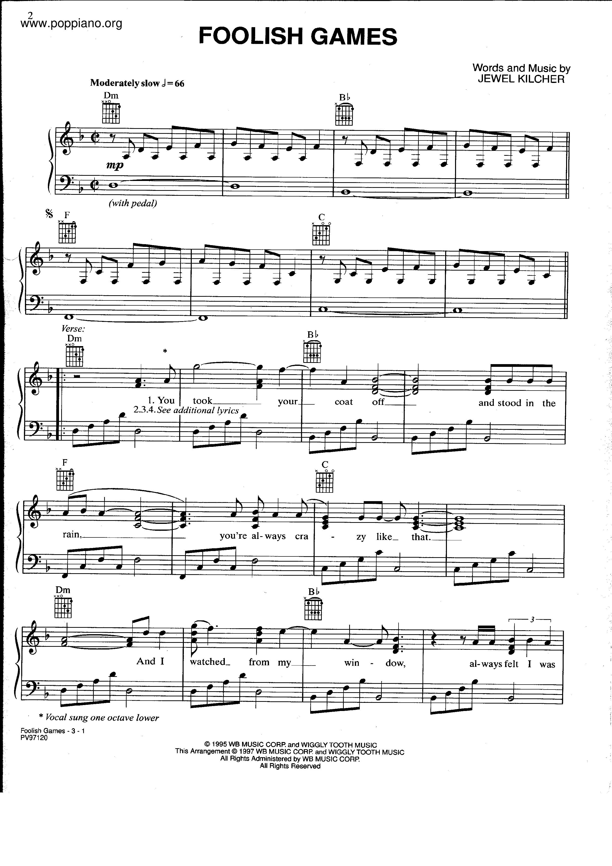 Foolish Games Score