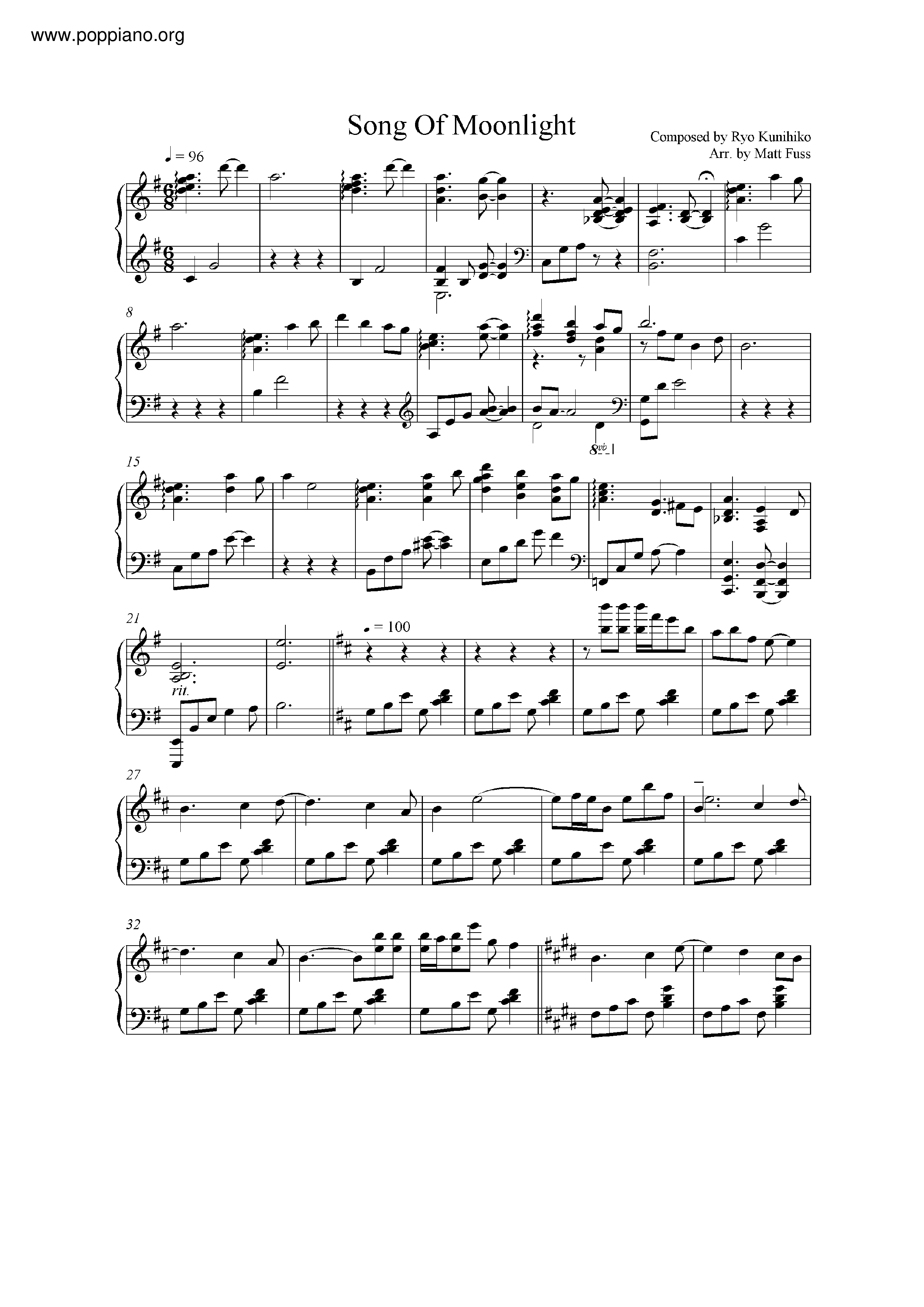 Song Of Moonlight Score
