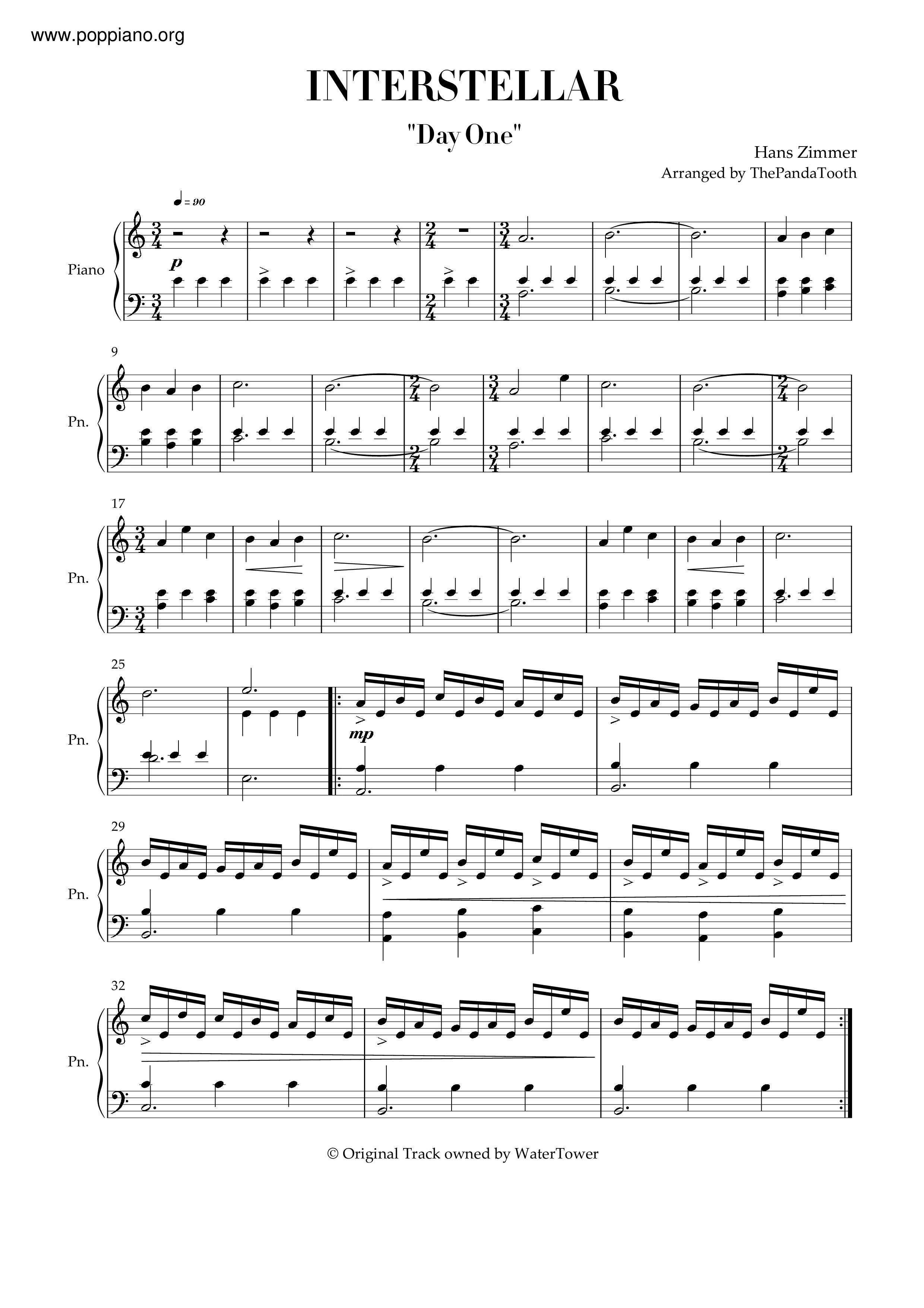 Hans ZimmerInterstellar Day One Sheet Music pdf, Free Score Download ★