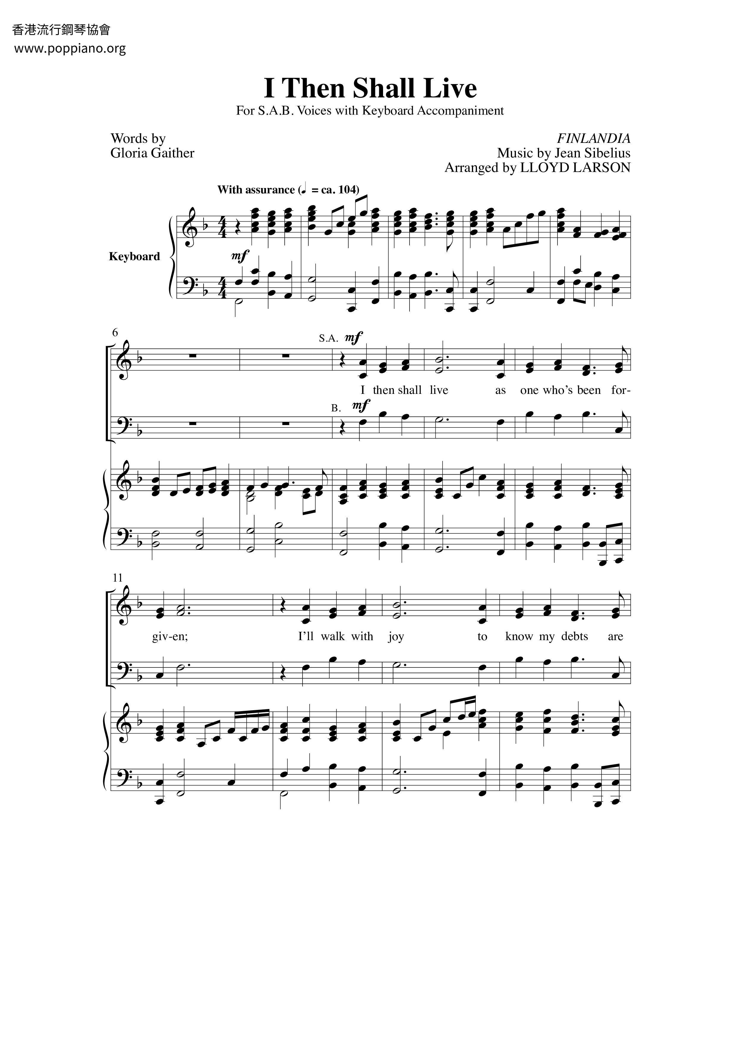 I Then Shall Live Score