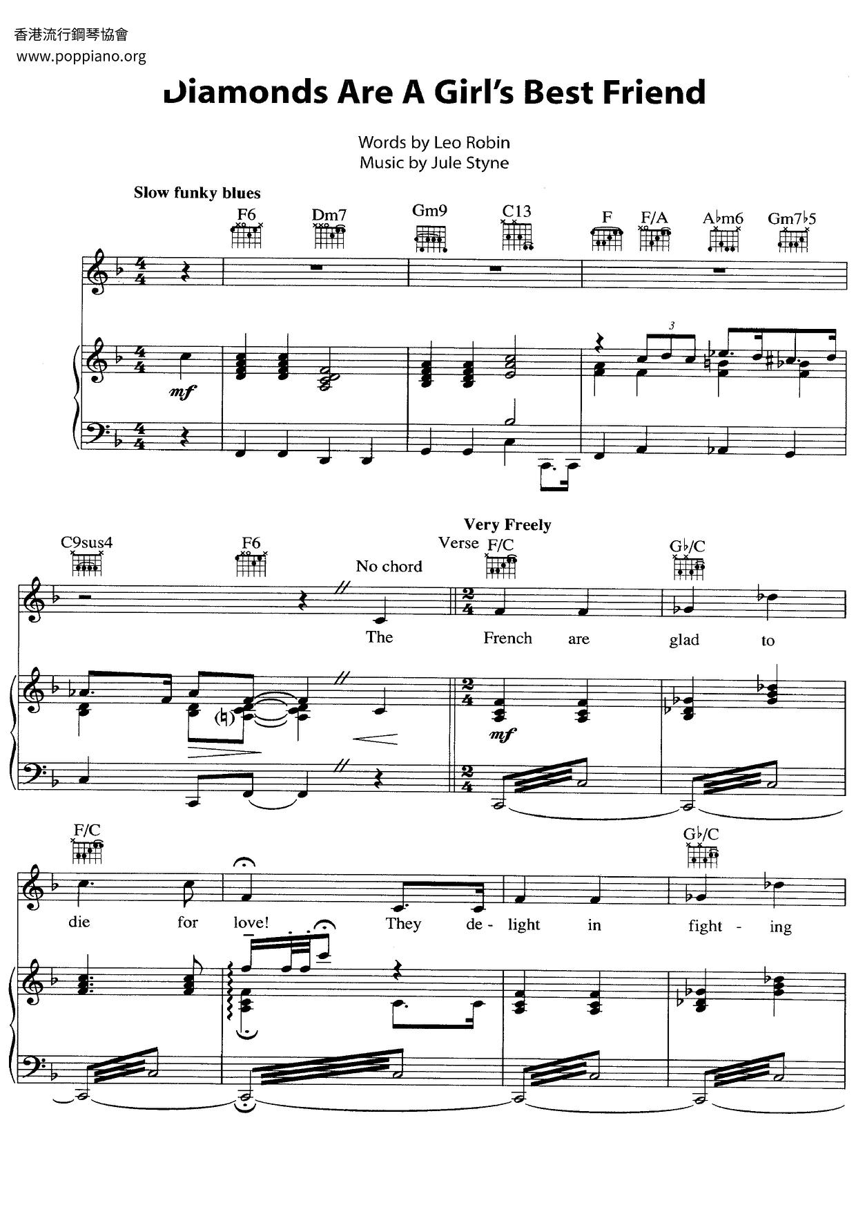 Diamonds Are a Girl's Best Friend - From "Gentlemen Prefer Blondes" Score
