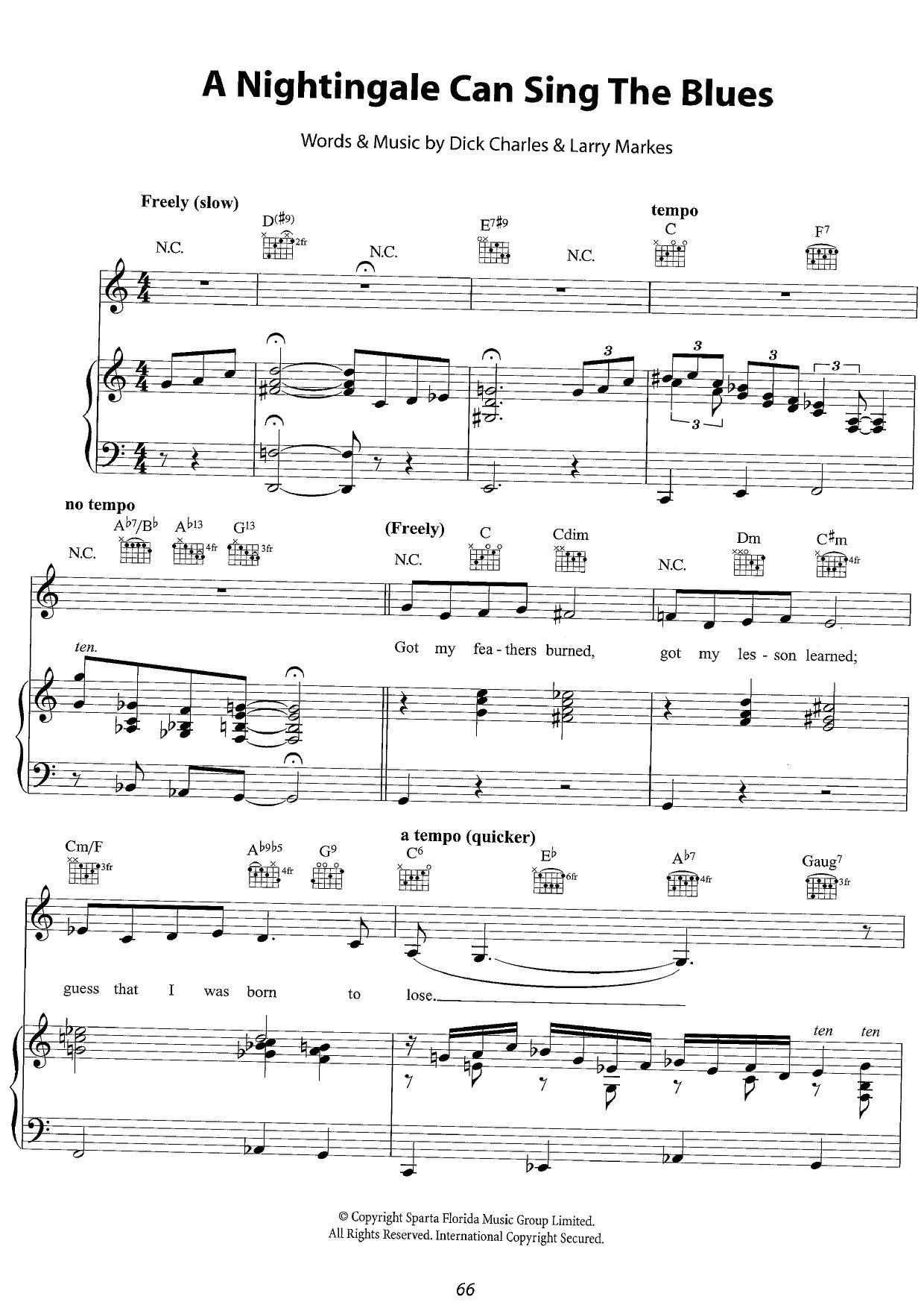 A Nightingale Can Sing The Blues琴譜