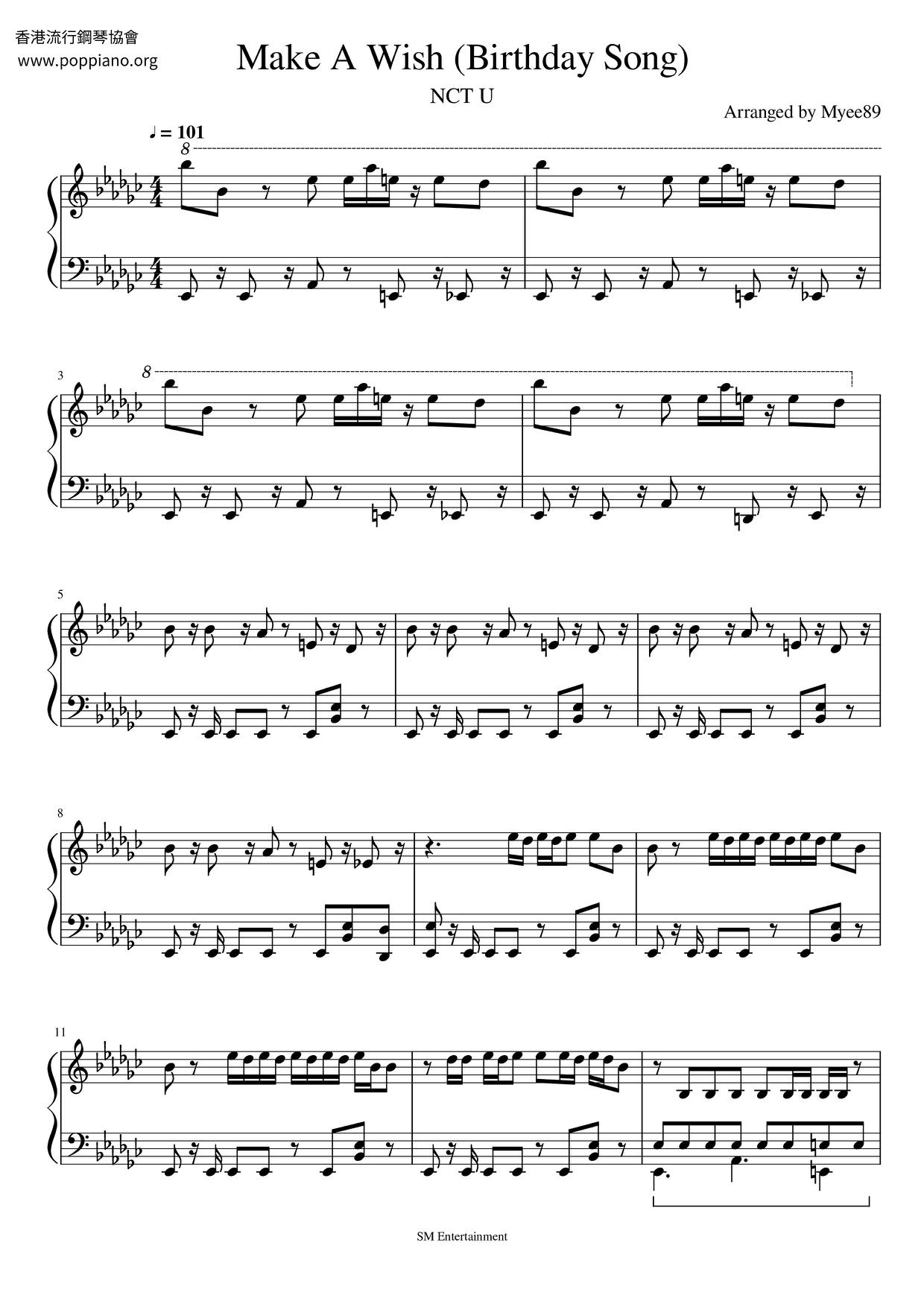 Make A Wish (Birthday Song) Score