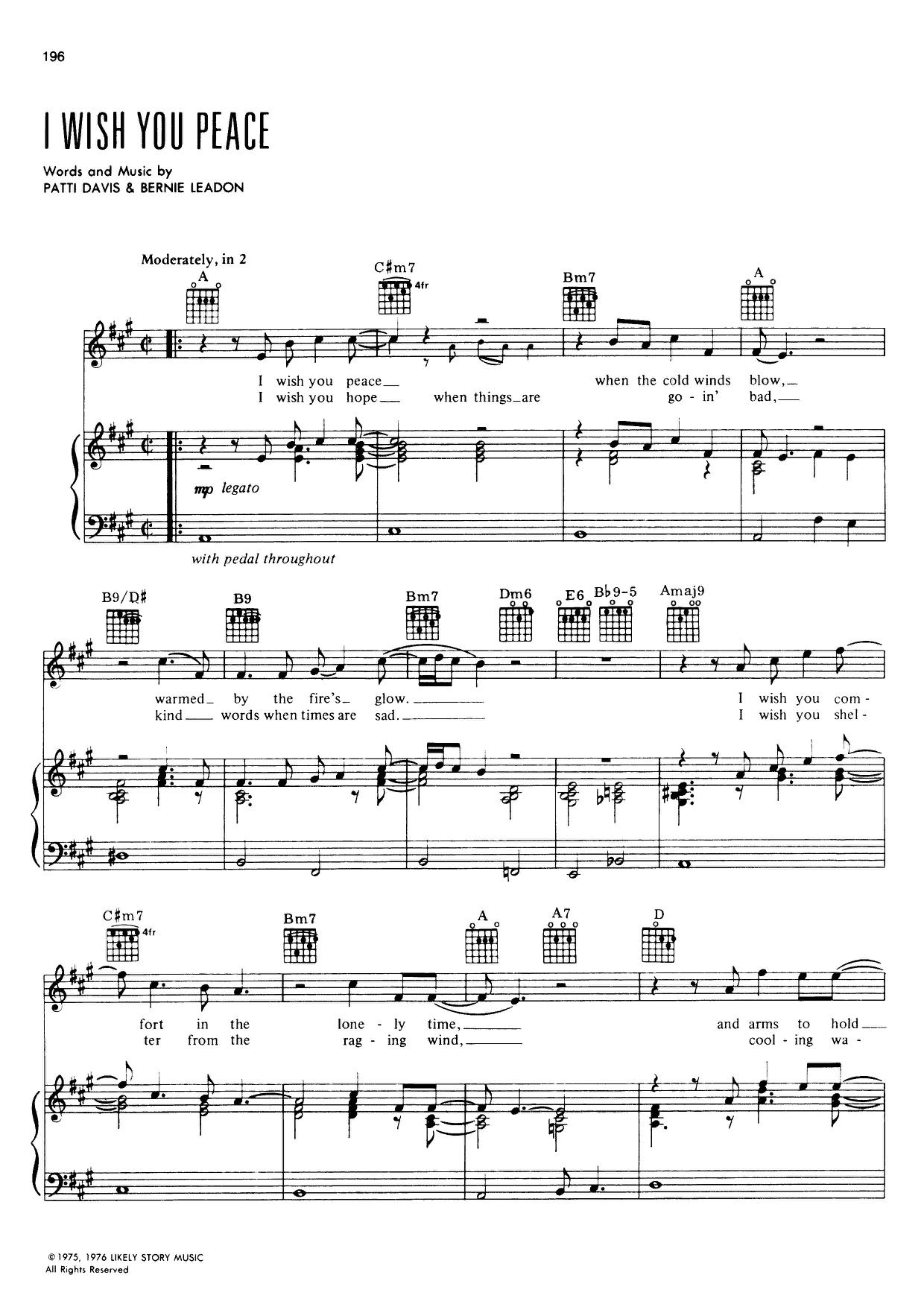 I Wish You Peace Score