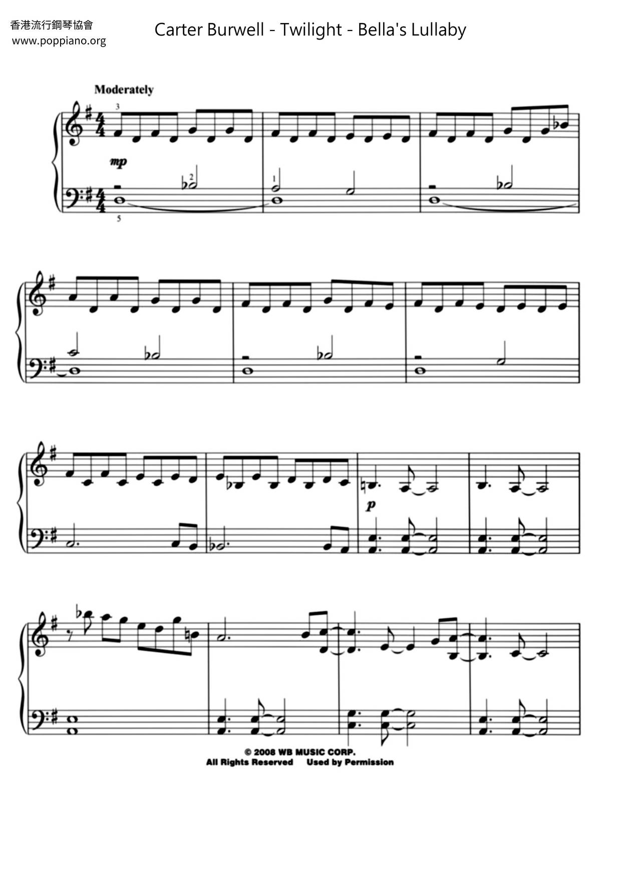 Twilight - Bella's Lullaby Score