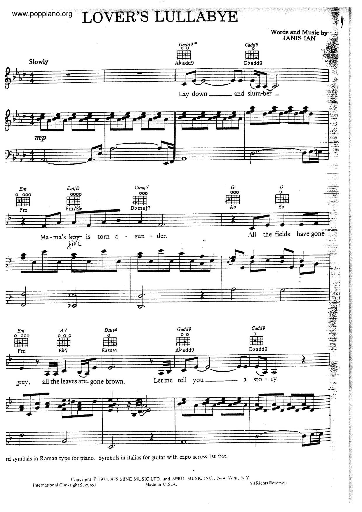 Lover's Lullaby Score