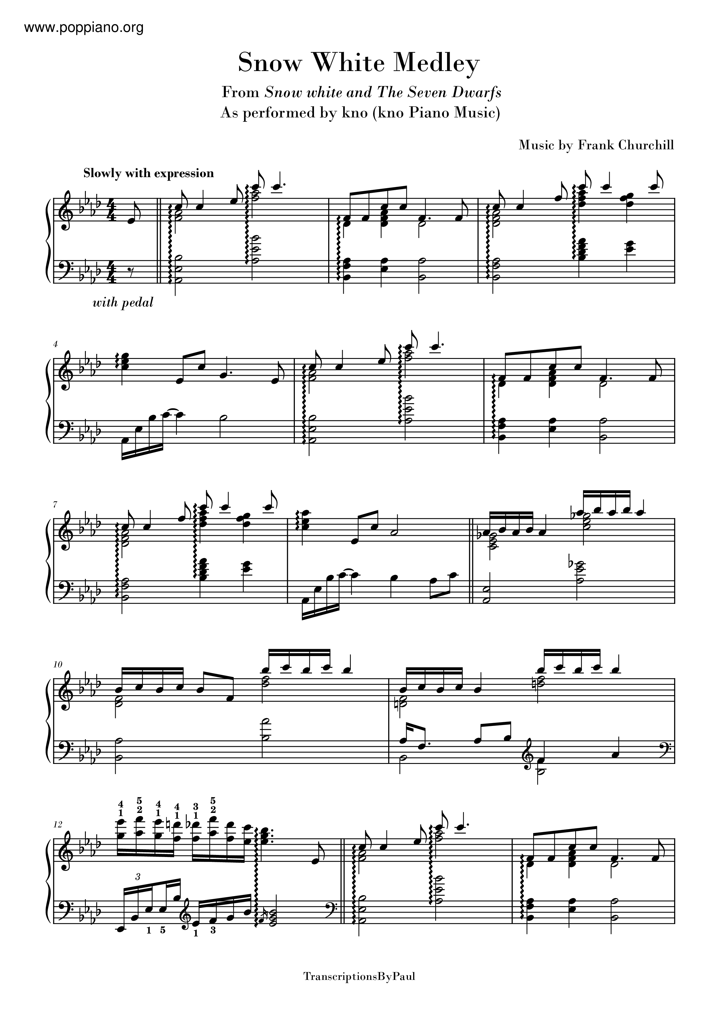 Snow White Medley Score