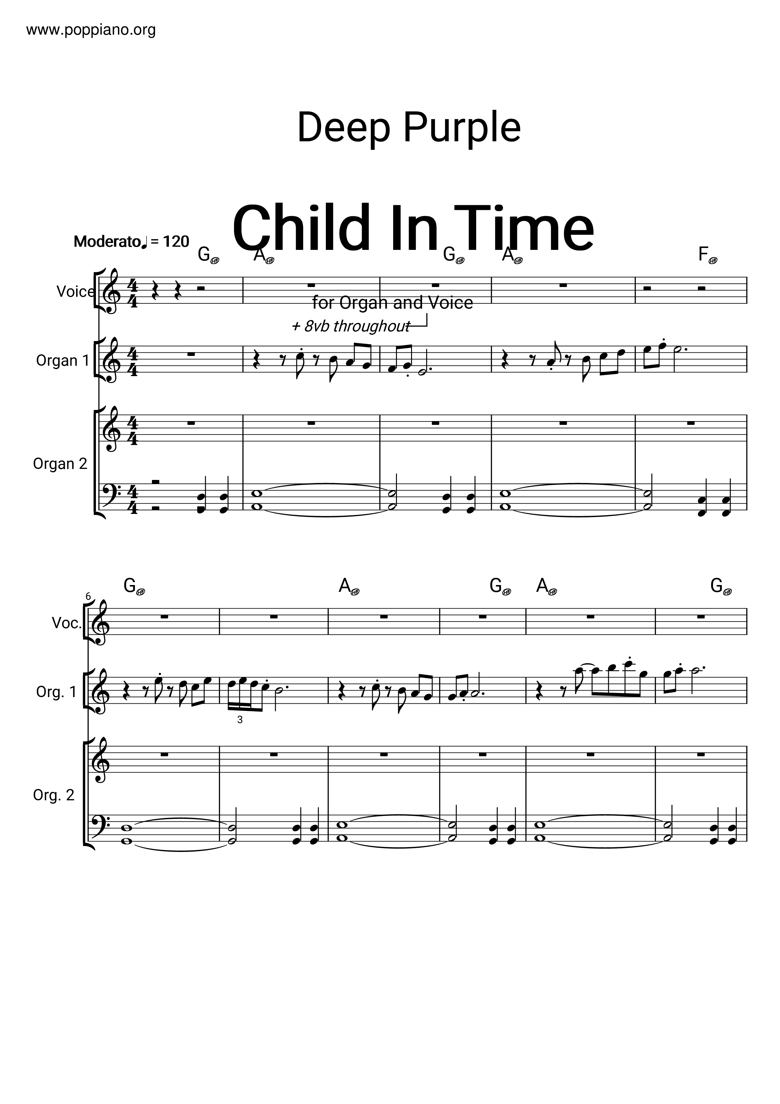 Child In Time琴譜