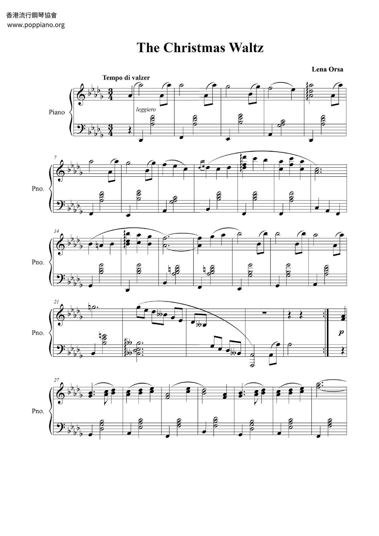 The Christmas Waltz Score