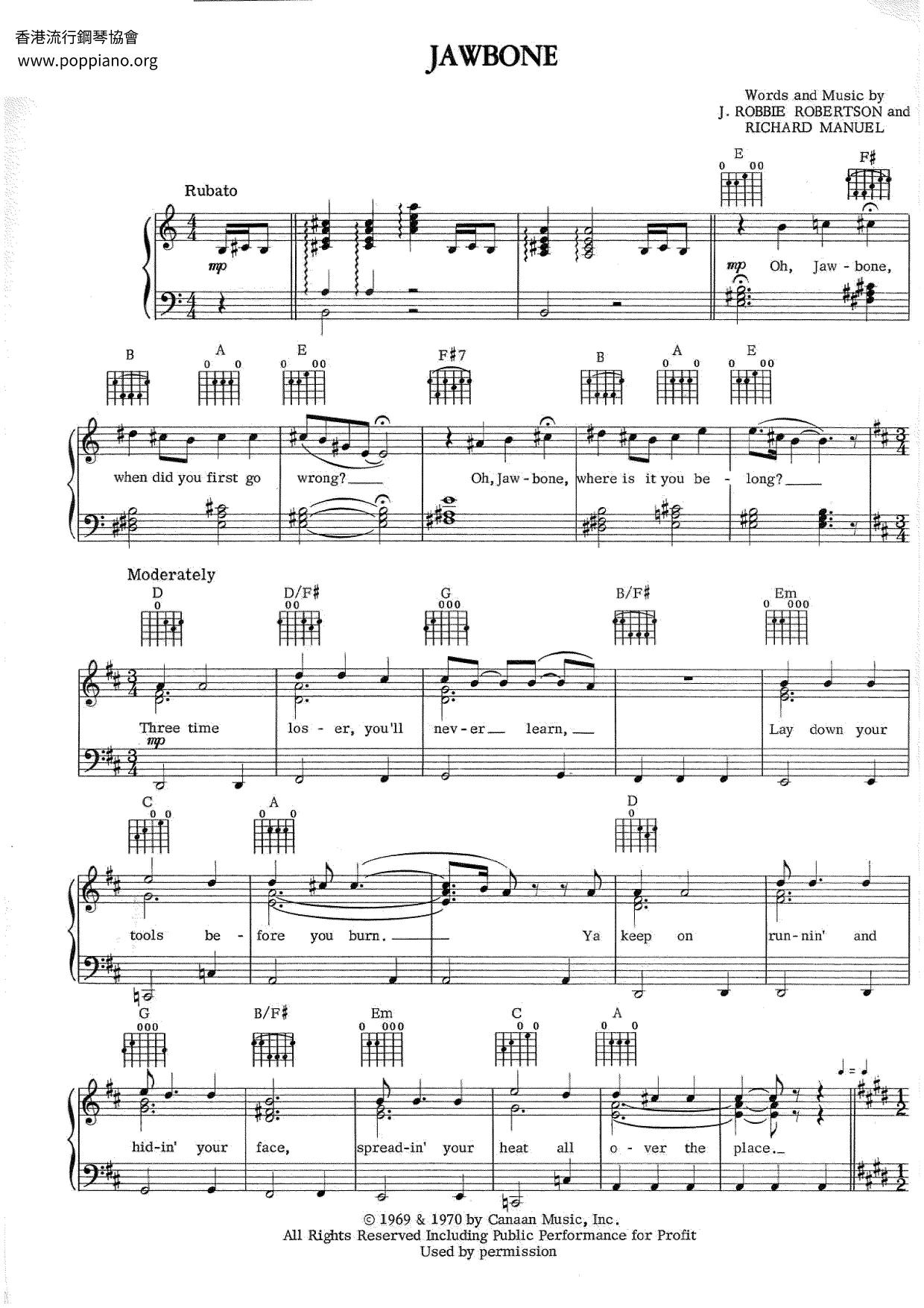 Jawboneピアノ譜