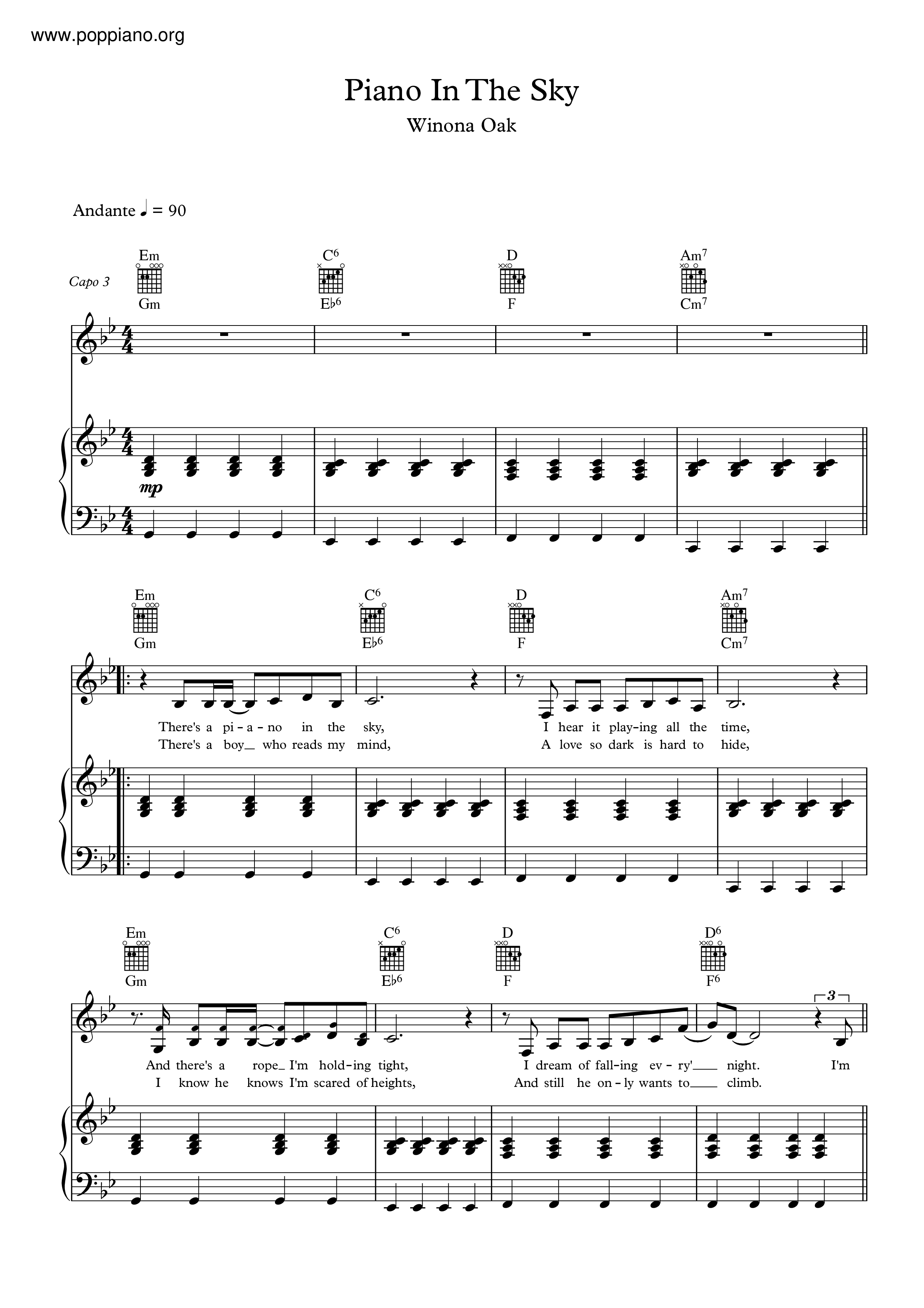 Piano In The Sky Score