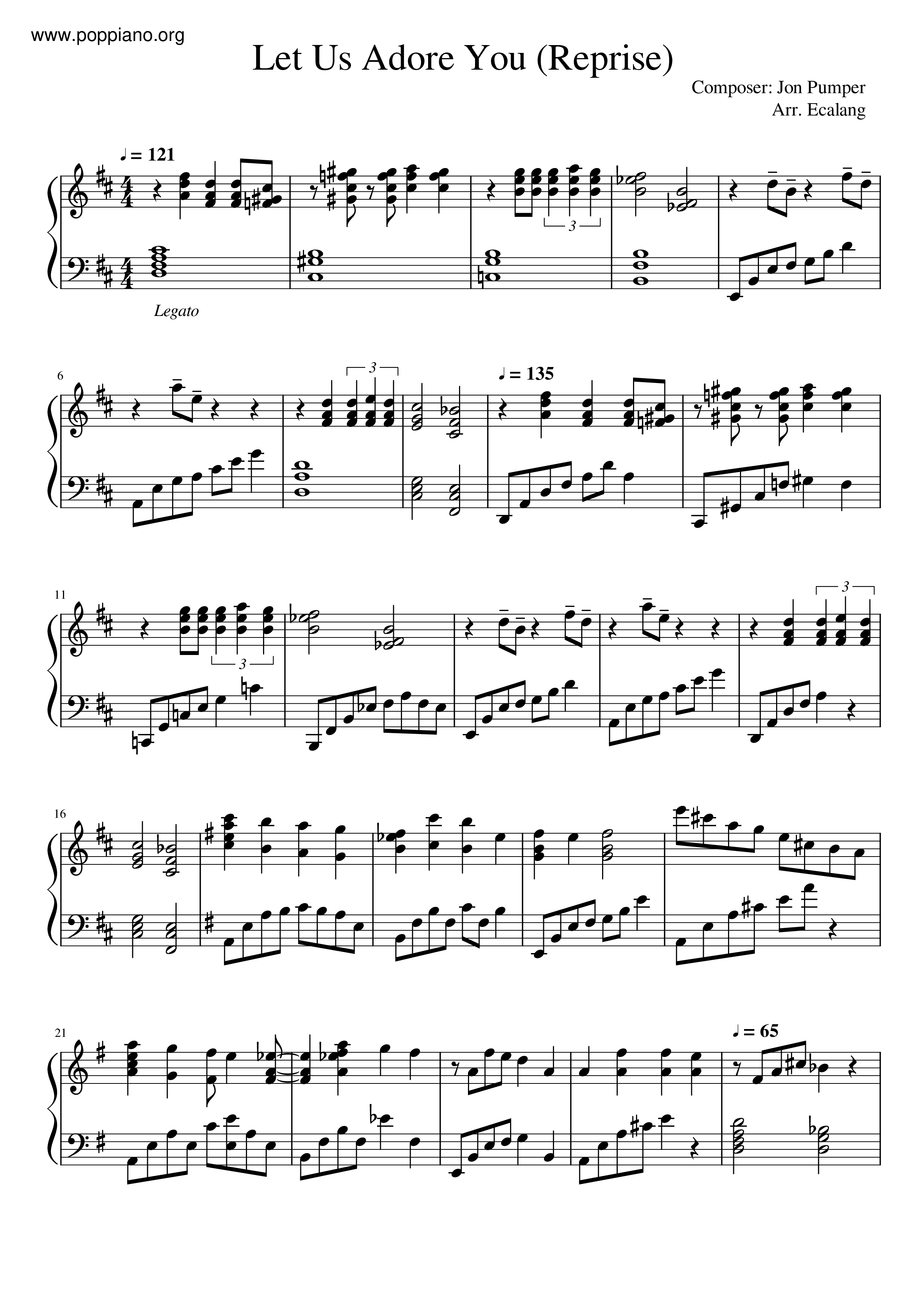 Let Us Adore You Score