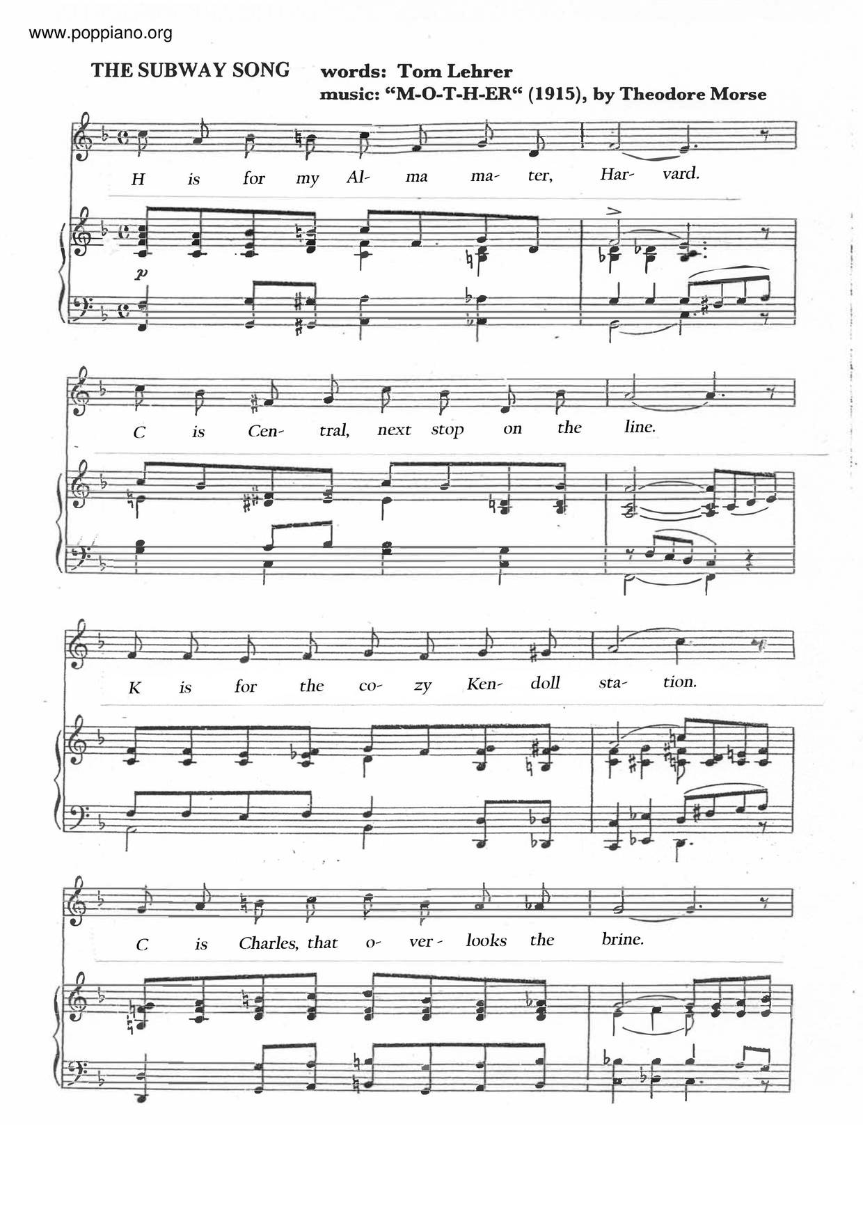 The Subway Songピアノ譜