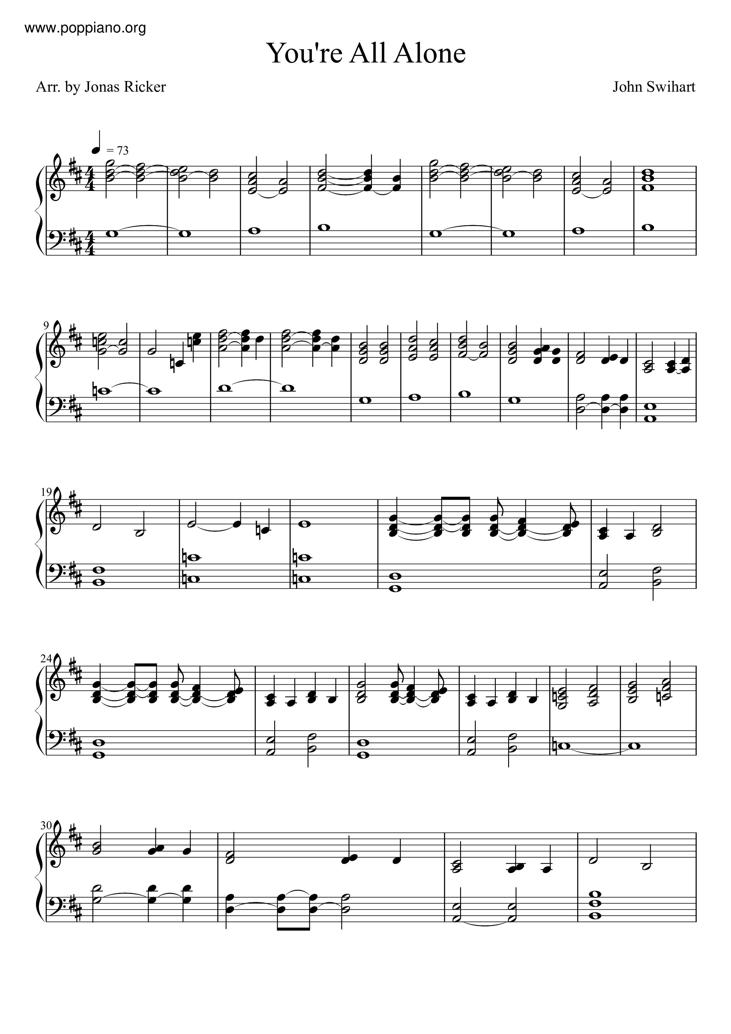 You're All Alone Score