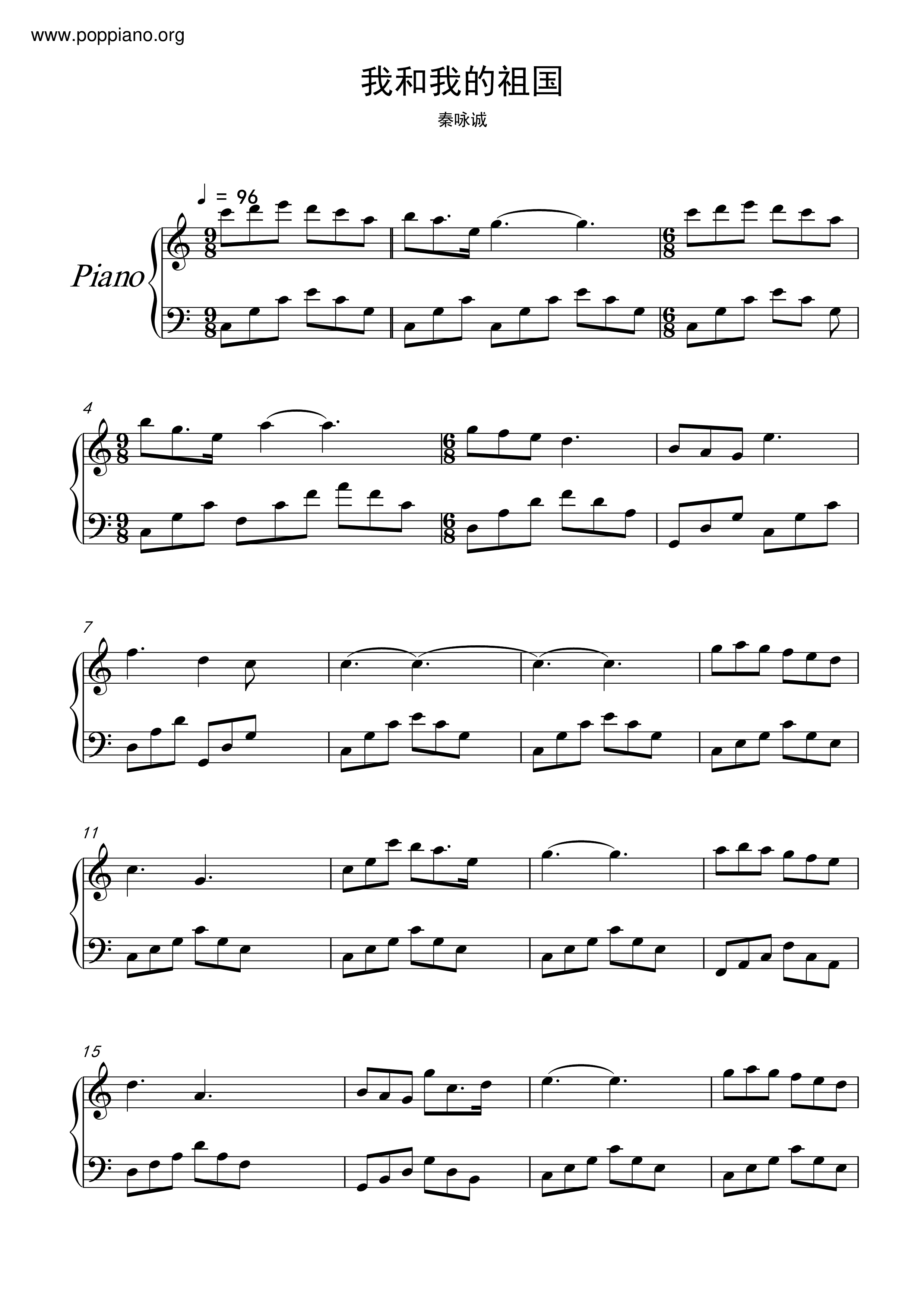 Me And My Country (simple Version) Score