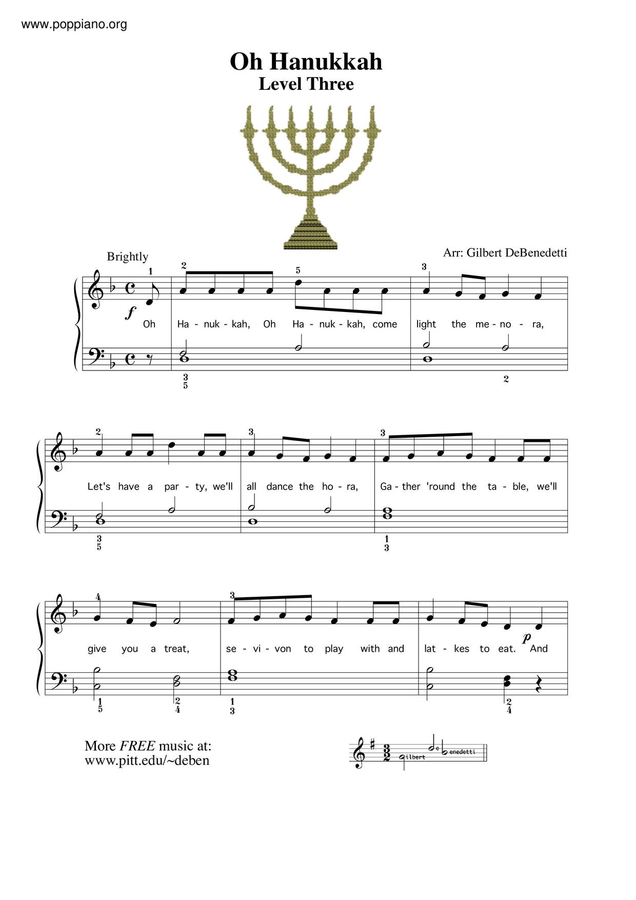 O Hanukkah琴谱