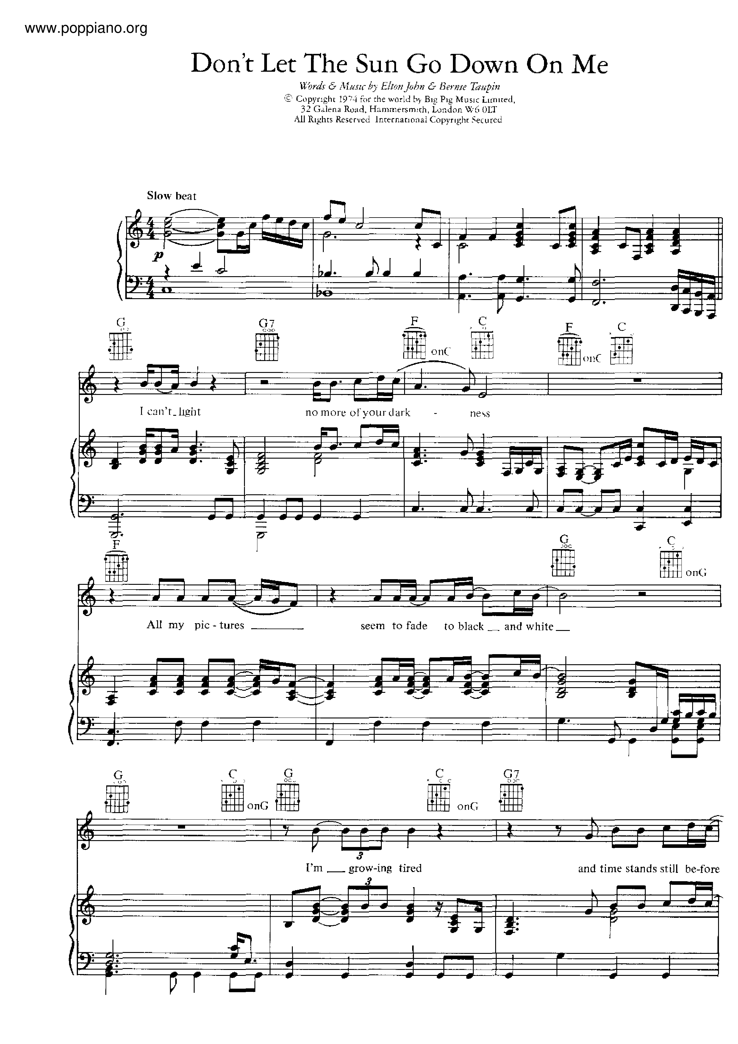 Elton John Don t Let The Sun Go Down On Me pdf 