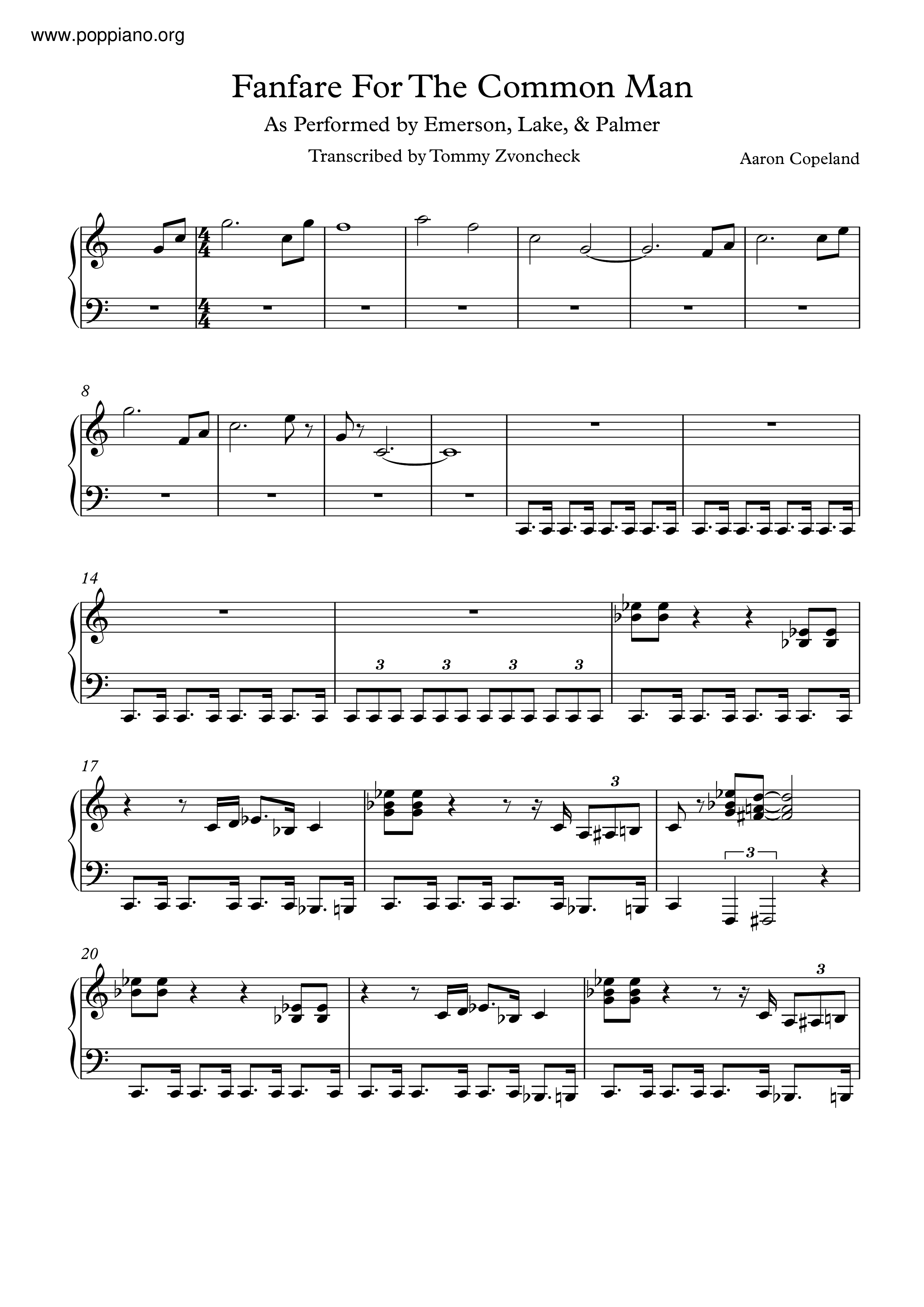 Fanfare For The Common Man琴譜