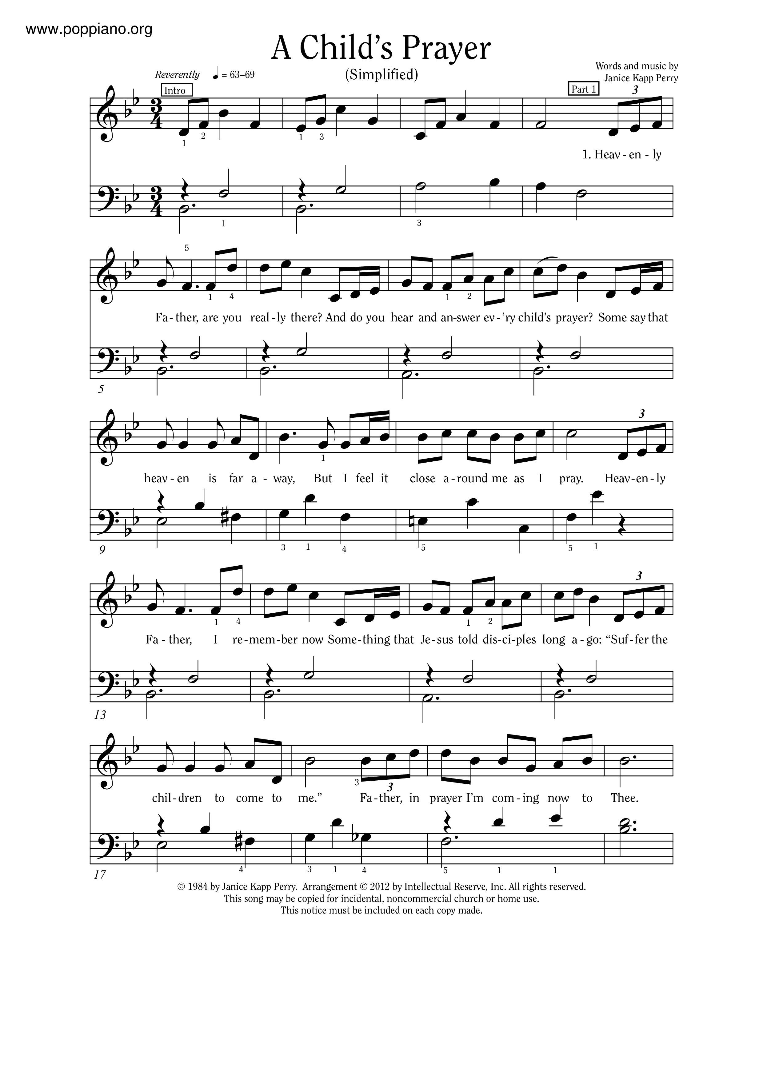 A Child's Prayer Score