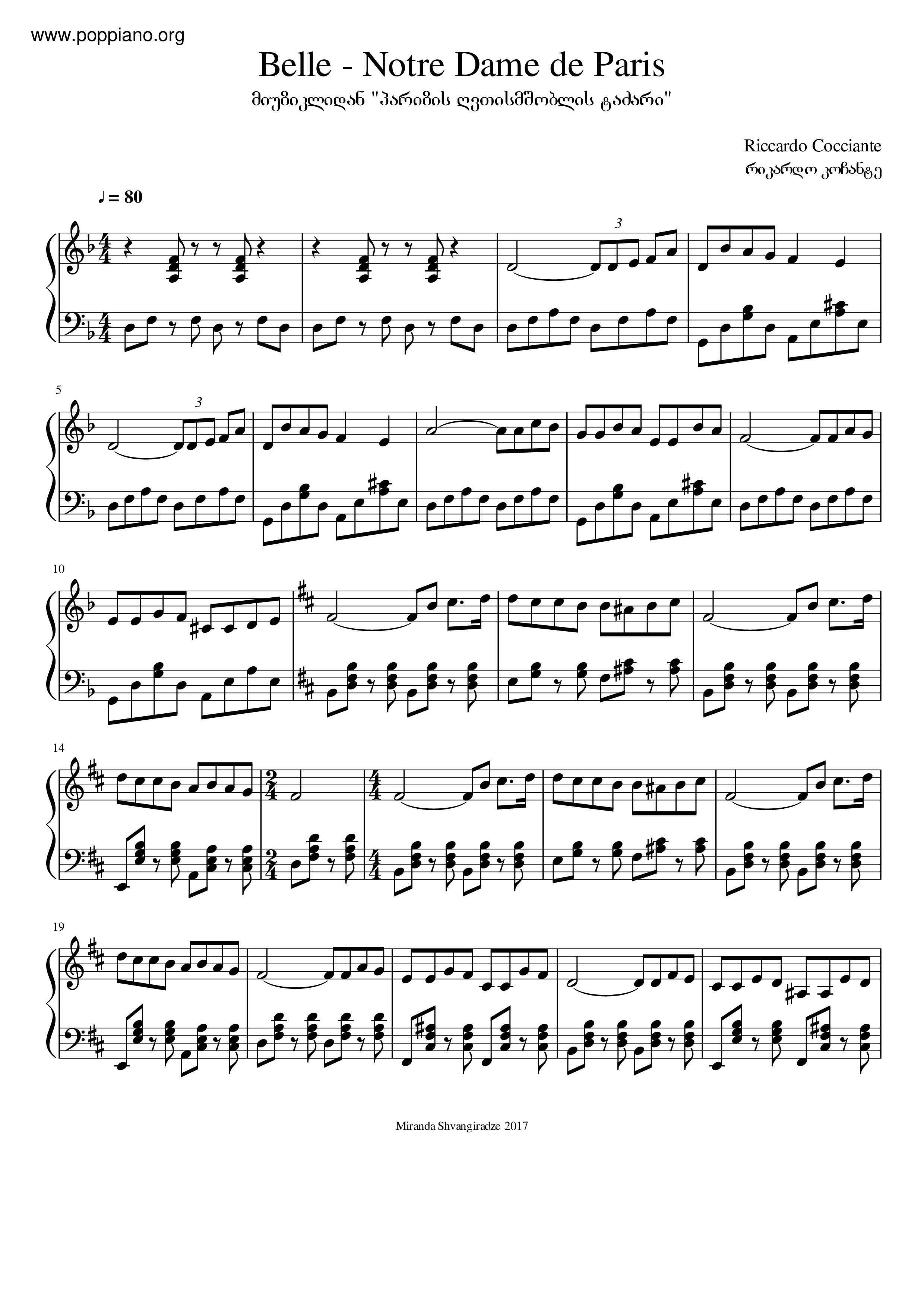 Belle - Notre Dame de Paris Score