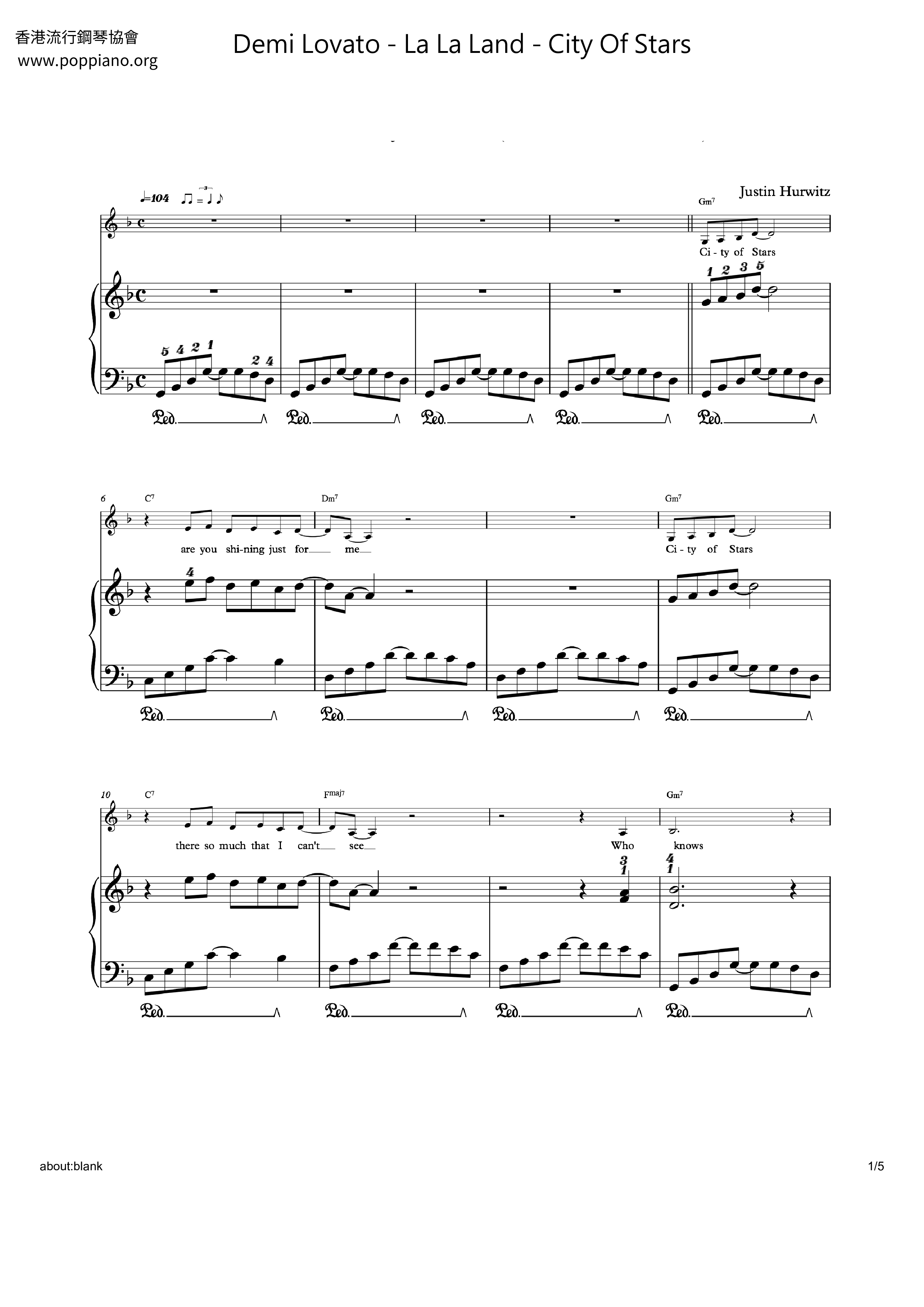 La La Land - City Of Stars Score