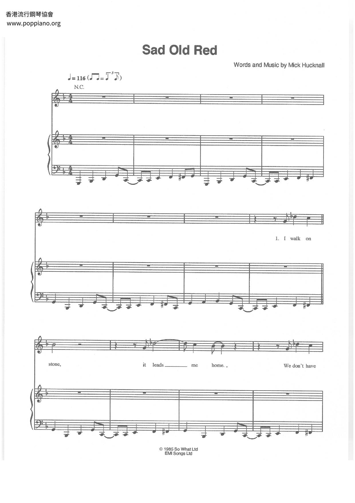 ☆ Simply Red-Sad Old Red Sheet Music pdf, - Free Download ☆