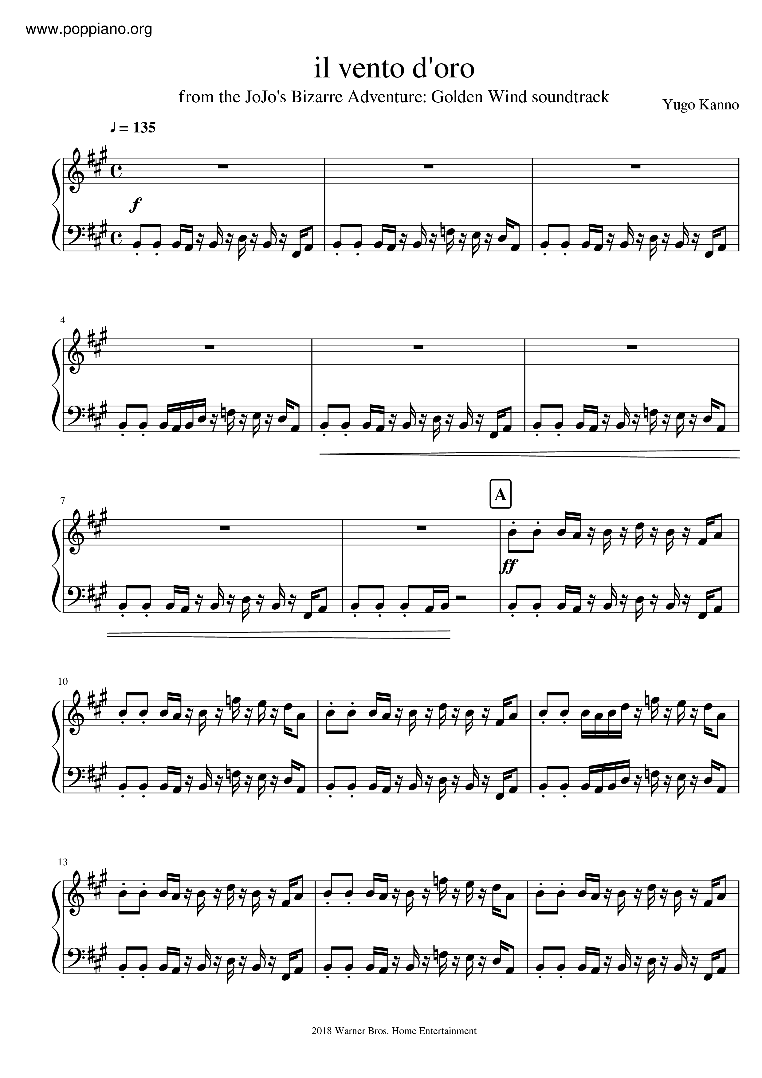 Il Vento D'oro Score