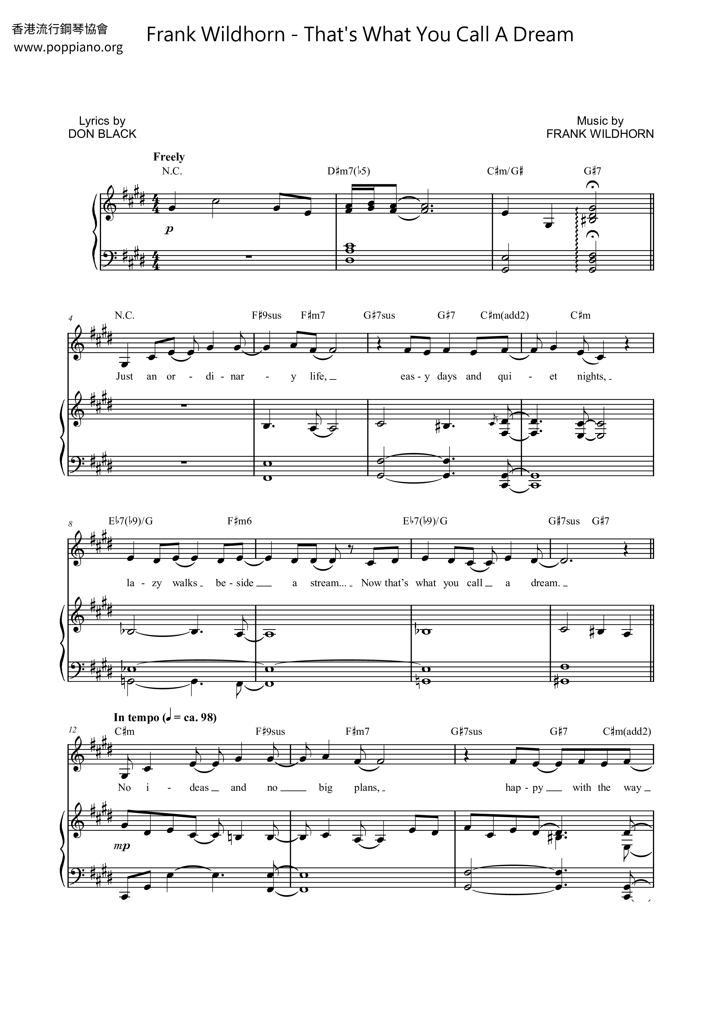 That's What You Call A Dream Score