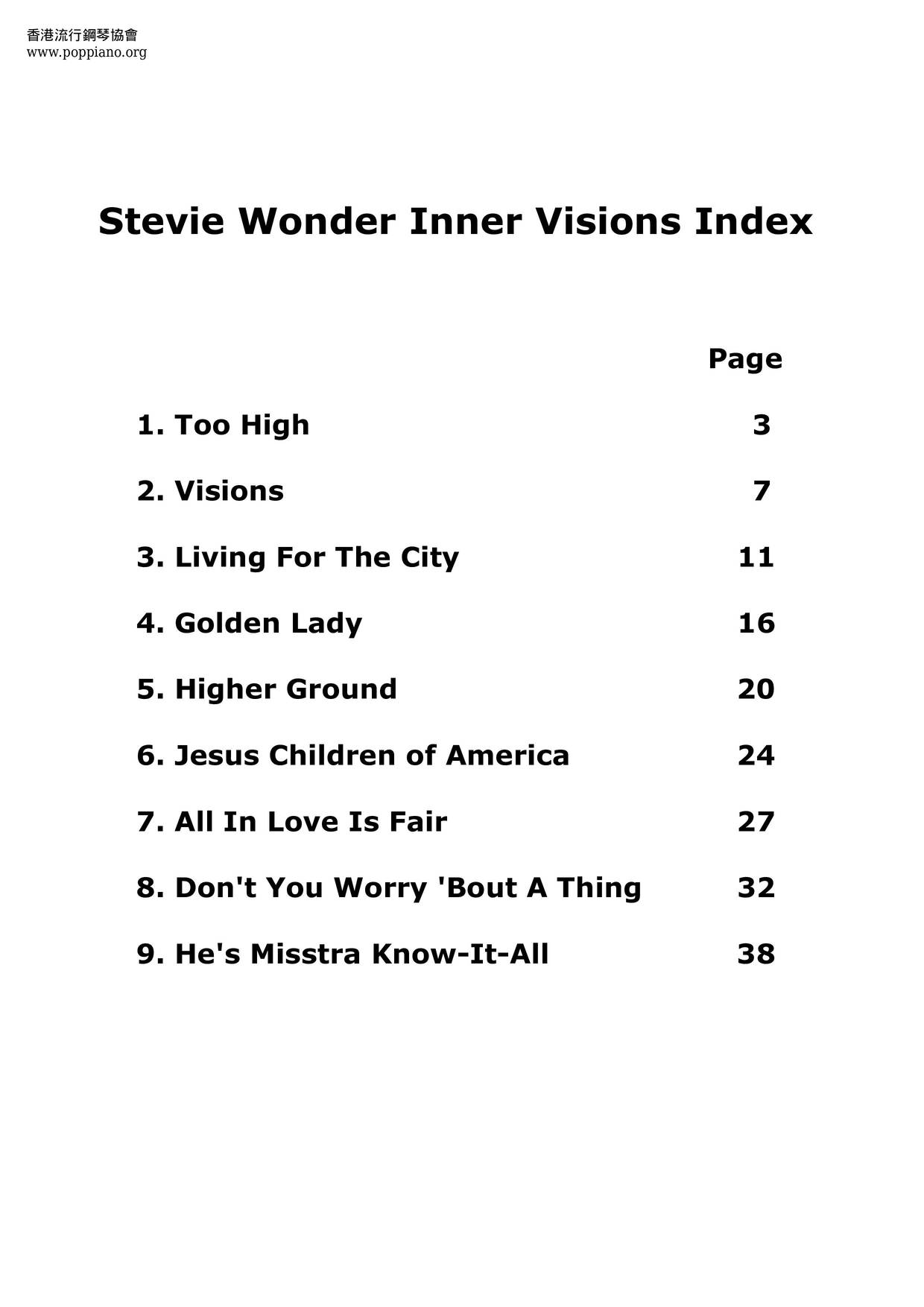 Stevie Wonder Song Book 41 Pages琴谱