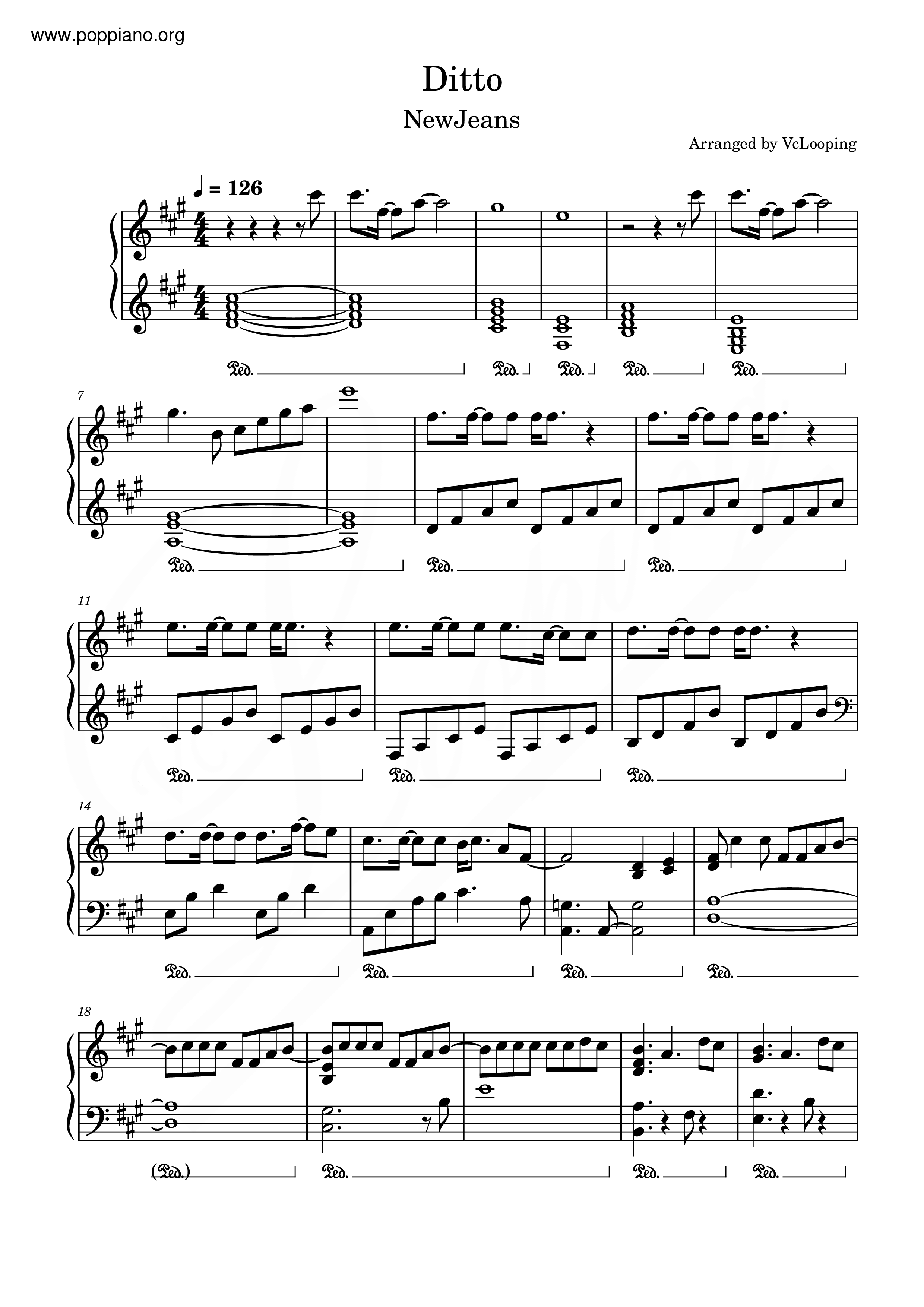 Ditto – NewJeans Sheet music for Piano (Solo)