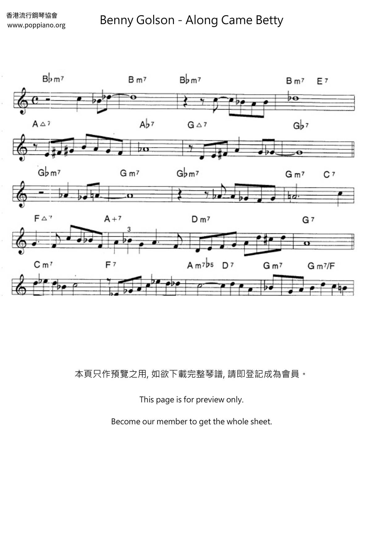 Along Came Betty Score