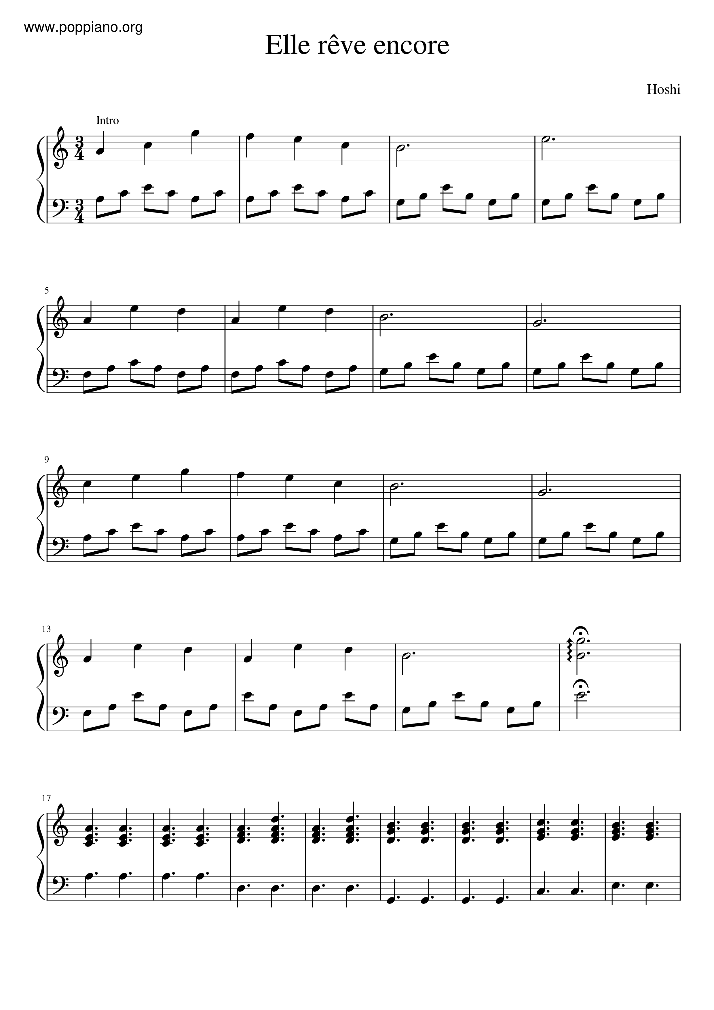Elle rêve encore Score