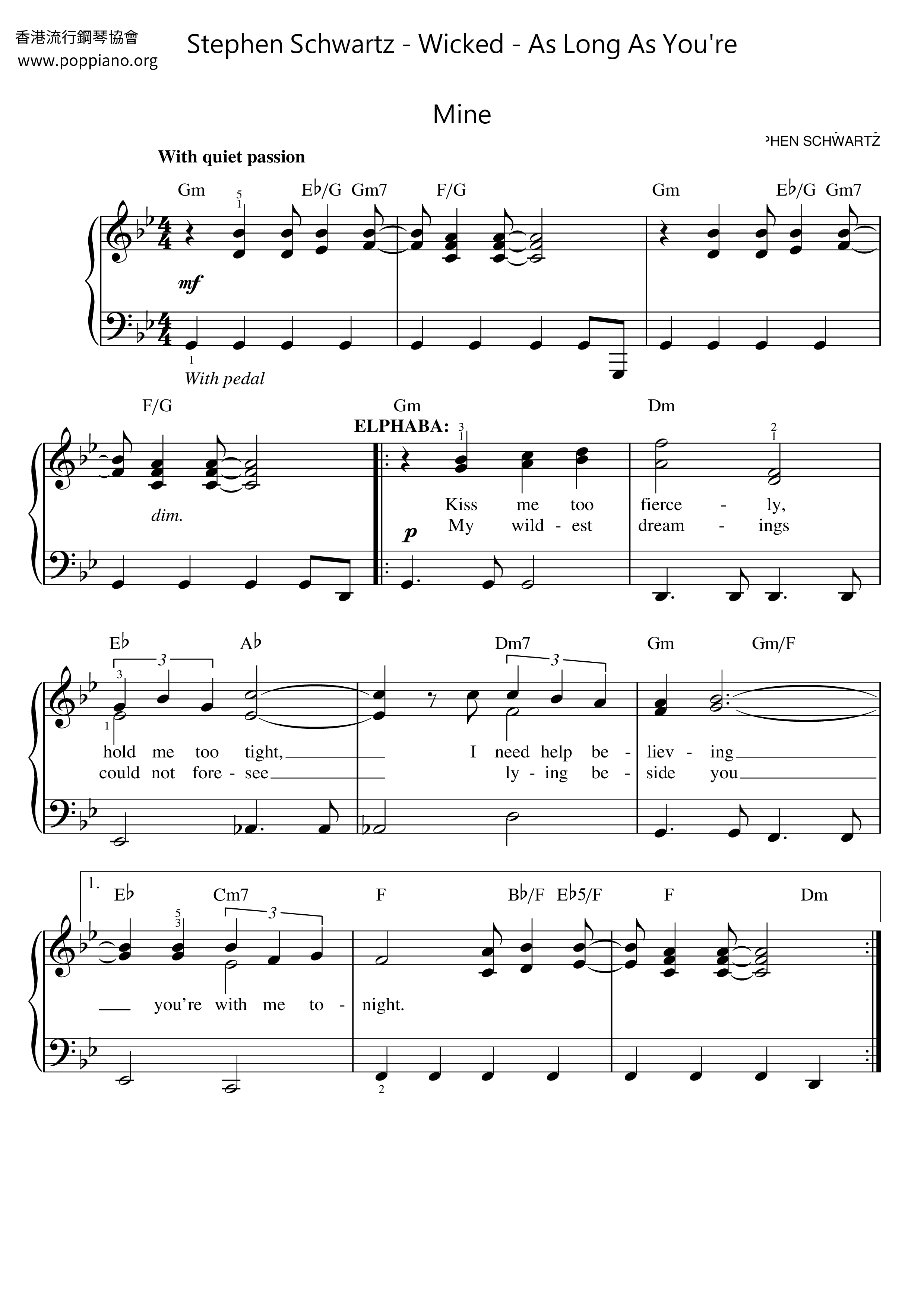Wicked - As Long as You're Mine琴譜