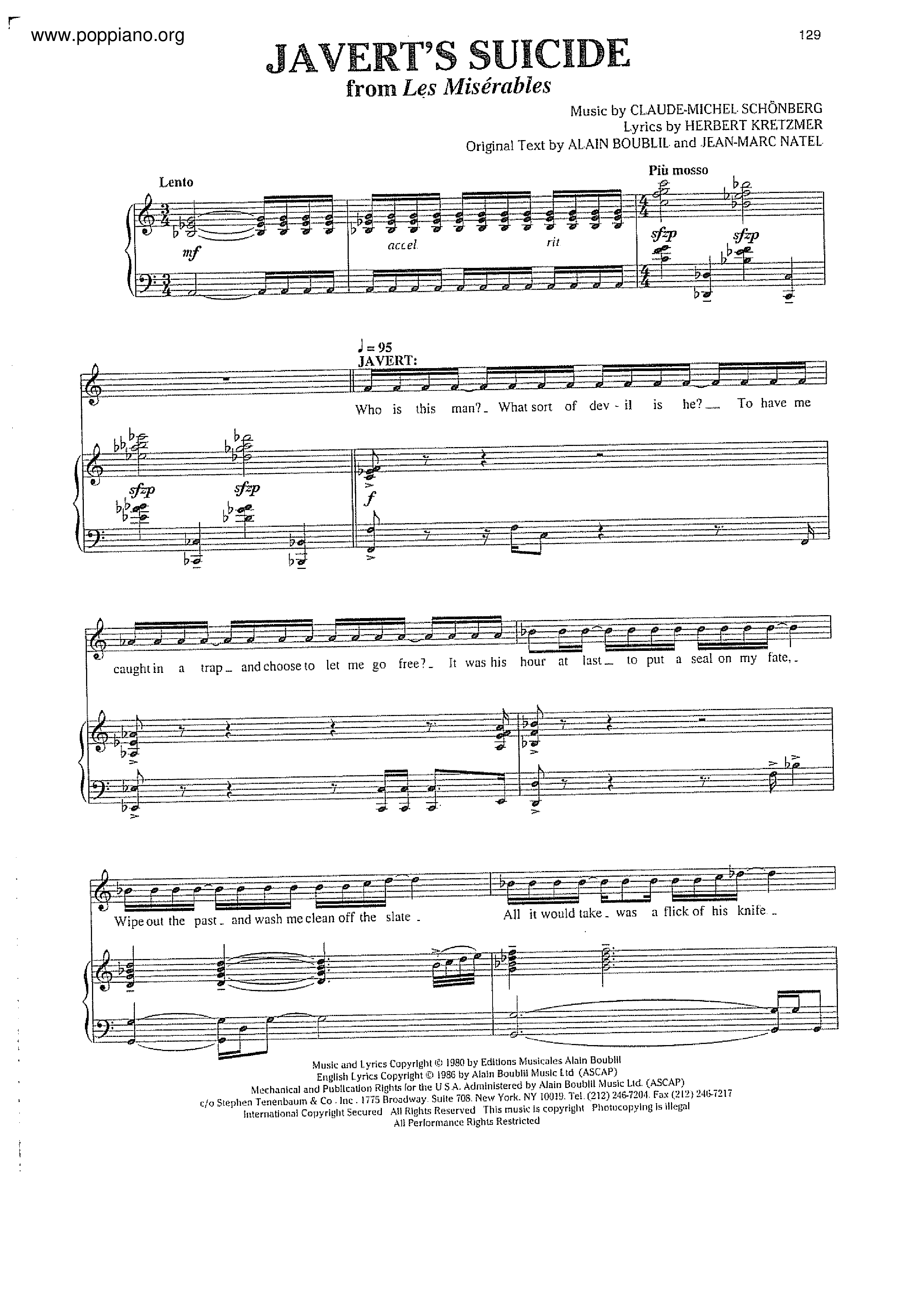 Javert's Suicide (From "Les Misérables") Score