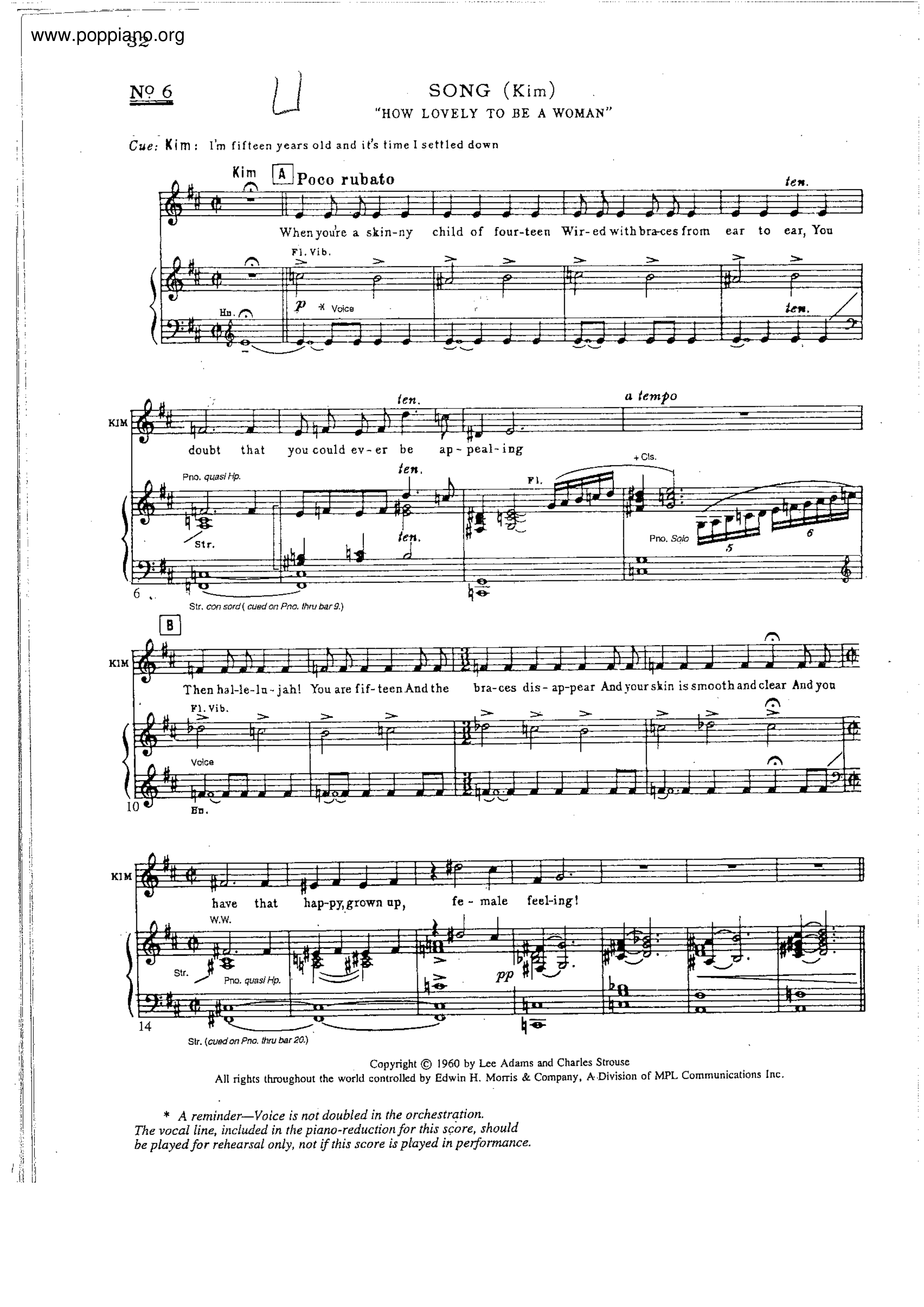 How Lovely To Be A Woman Score