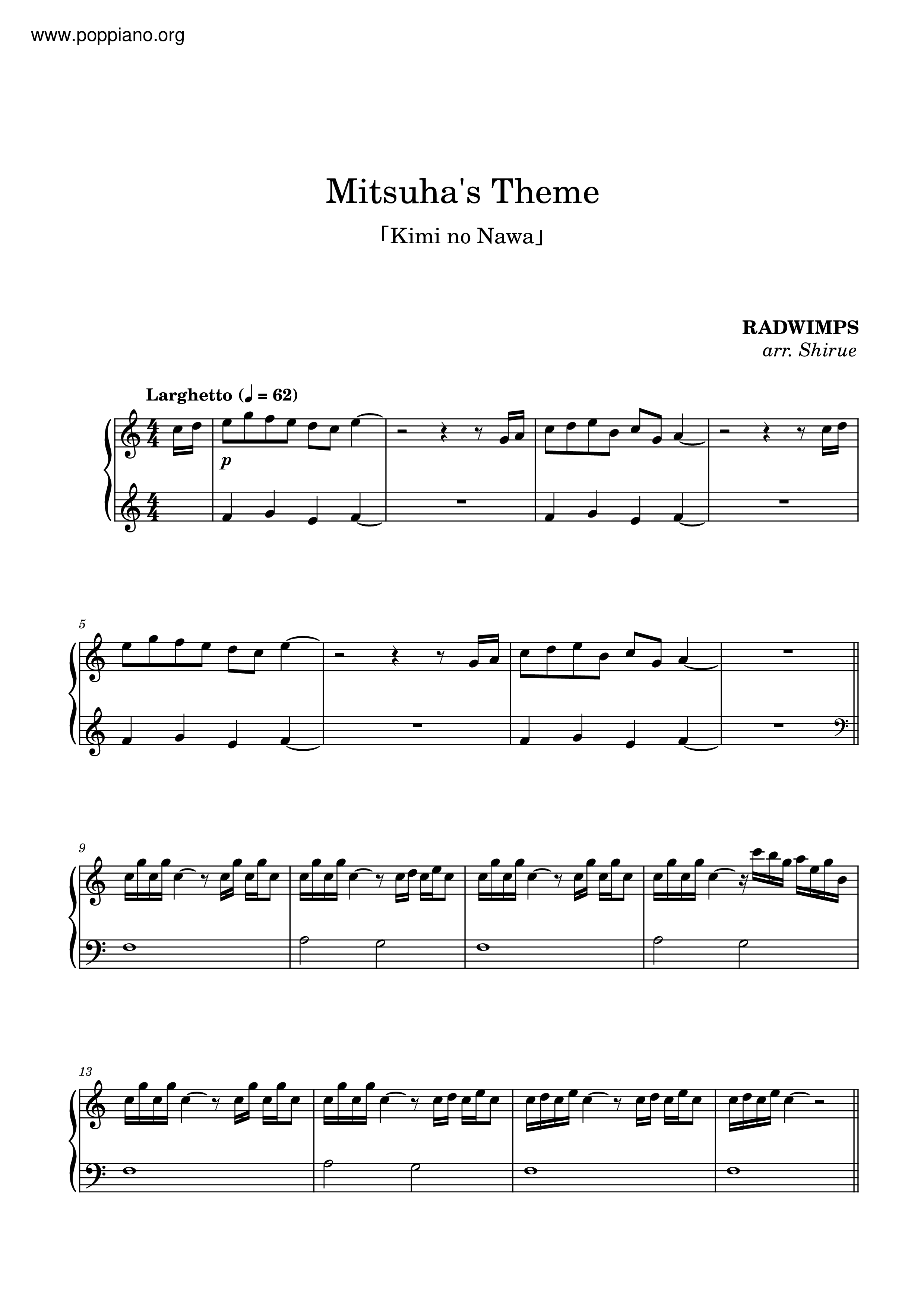 Play Mitsuha Theme (Kimi no Na wa) Music Sheet